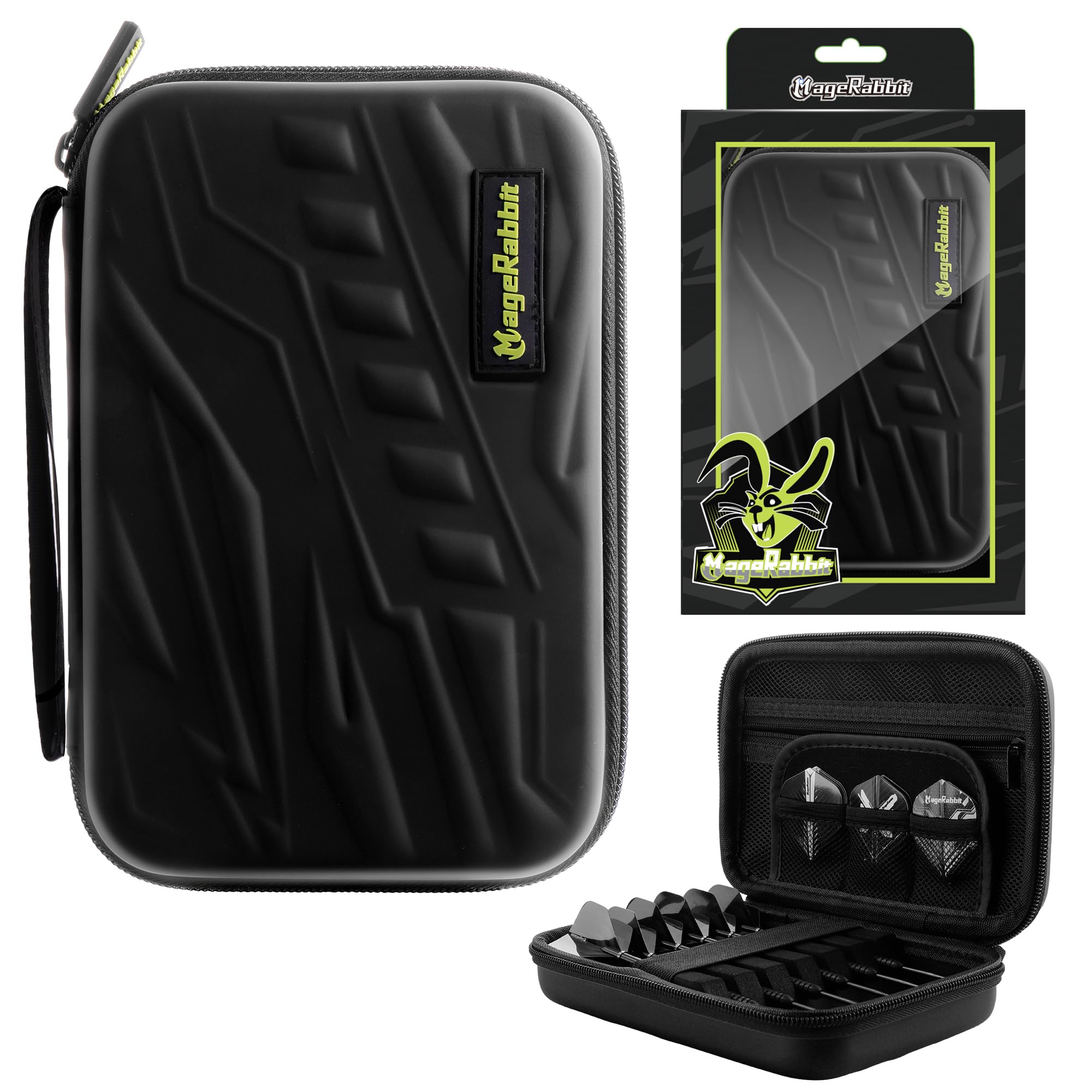 Estuche para 6 dardos completos, funda tipo cartera, almacenamiento compacto para puntas, ejes y vuelos, organizador portátil de accesorios para dardos (negro)
