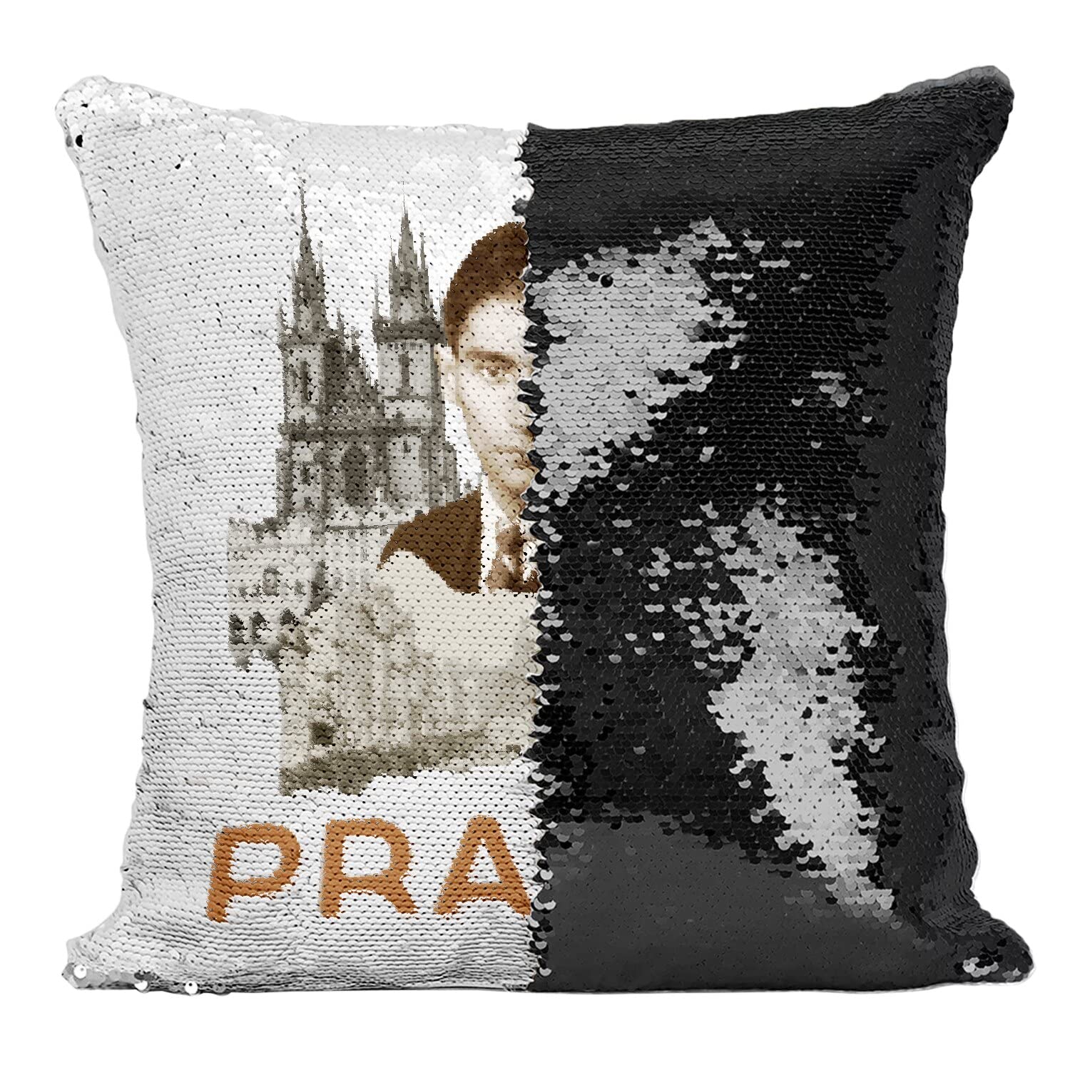 Coussin Sequin Paillettes Noir Prague : Déco Voyage Vintage Tchéquie