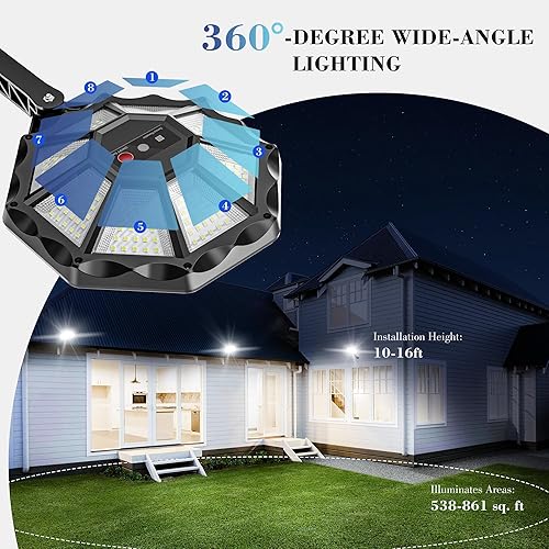 Miniatura 2 de Luces solares para exteriores  6500 K luces solares de calle para exteriores, sensor de movimiento y luz de inundación del atardecer al amanecer,