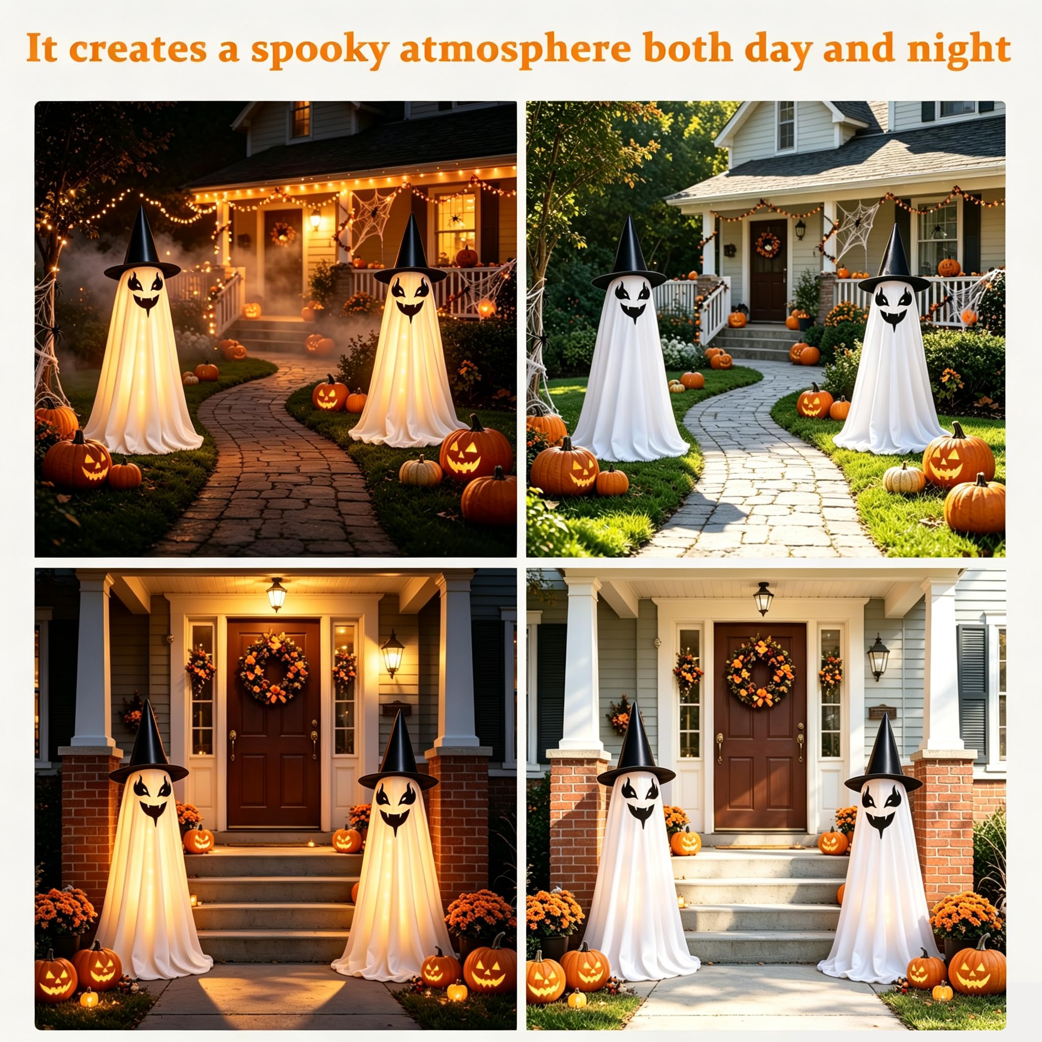Lot de 2 géants fantômes debout pour Halloween (A 1,2 m)