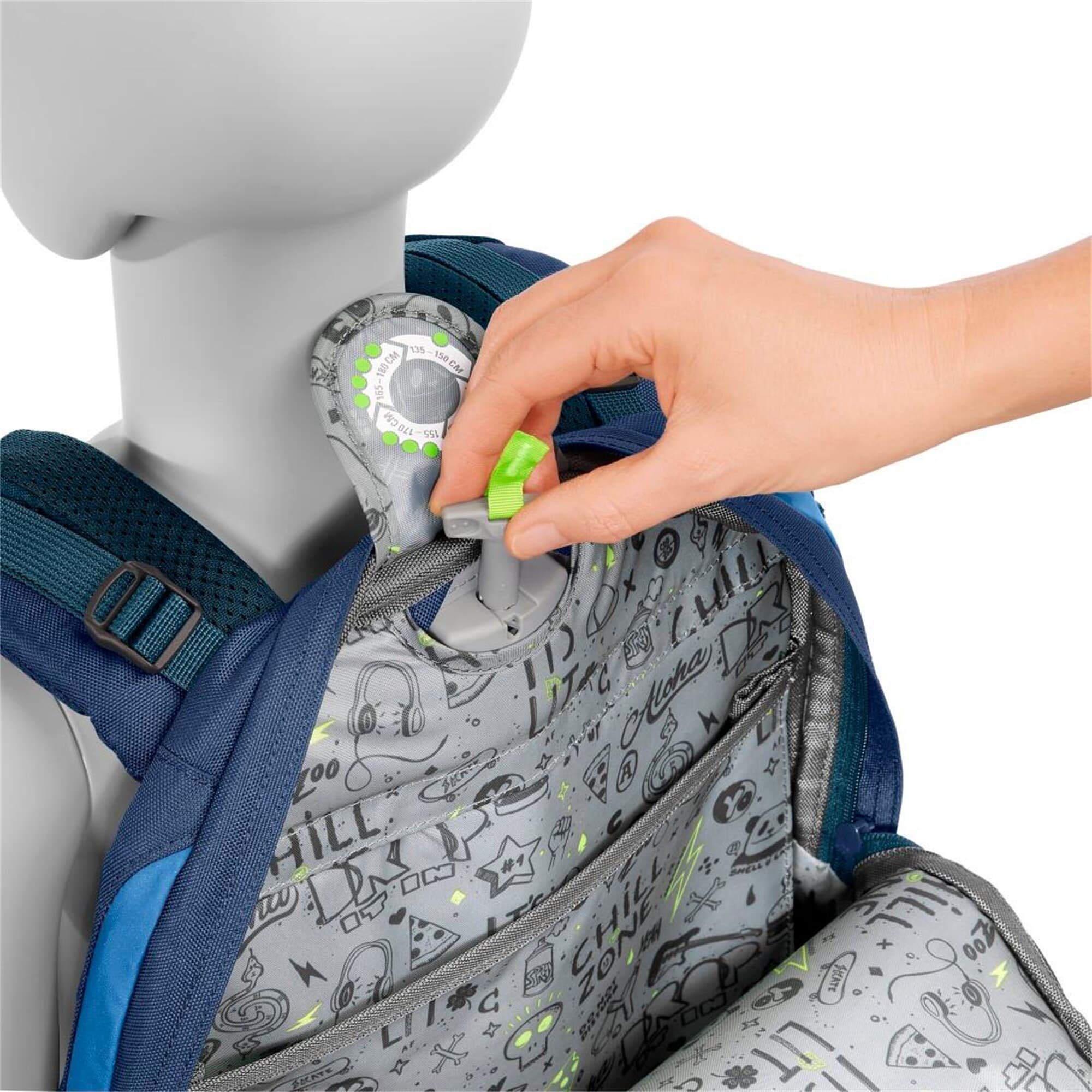 coocazoo Schulrucksack ScaleRale „OceanEmotion – Blue Bay“, blau, ergonomischer Tornister, höhenverstellbar mit Brustgurt und Hüftgurt für Mädchen ab der 5. Klasse, 30 Liter