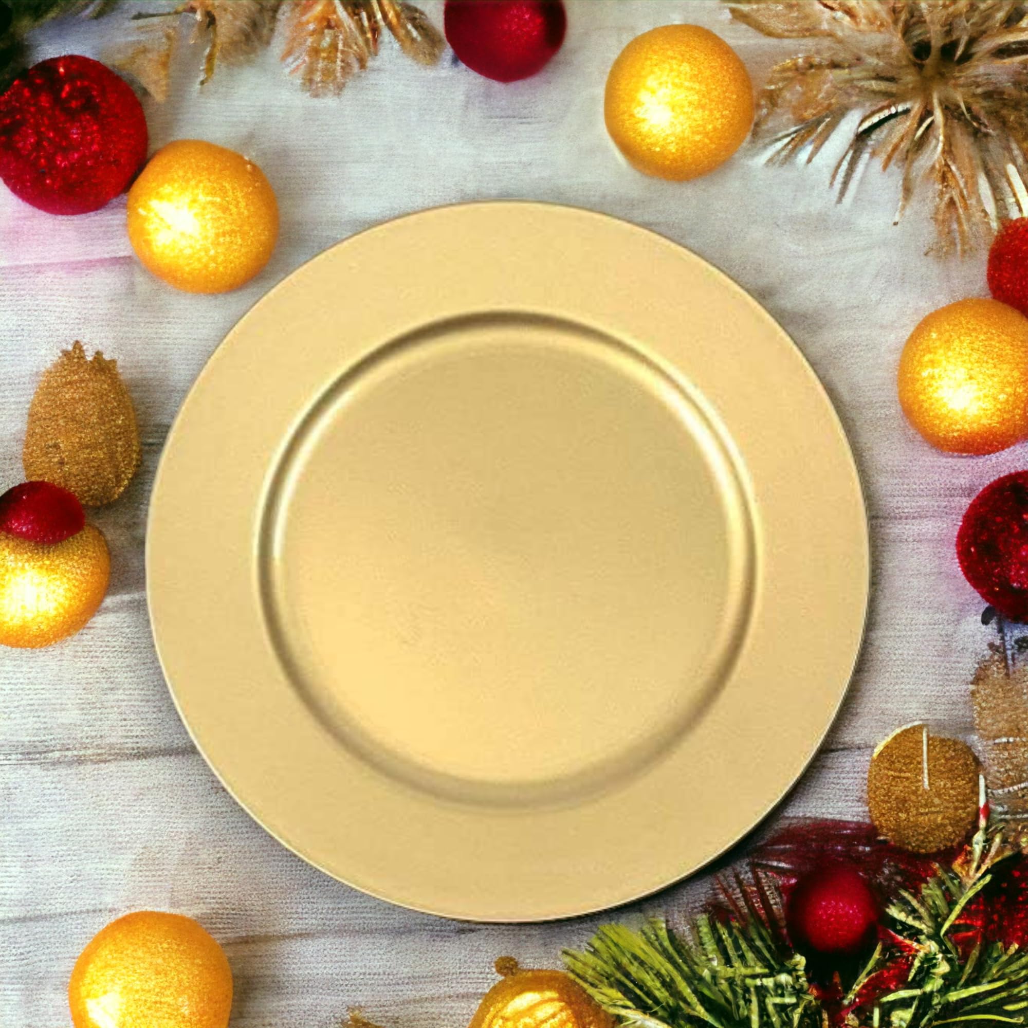 12 x Sottopiatti Oro da 33 cm Set da tavola TONDI per Natale, Capodanno, Feste, Compleanno