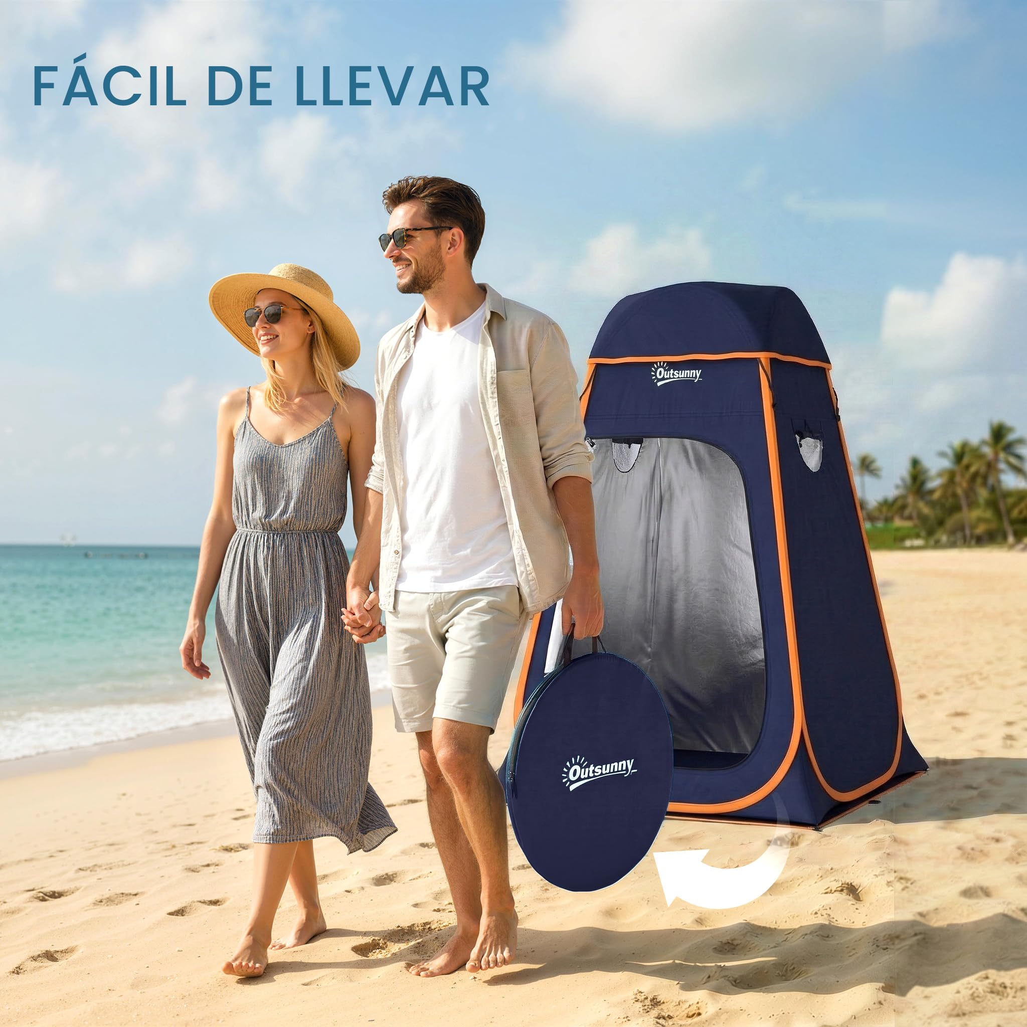 Outsunny Tienda de Campaña Instantánea Pop-Up 152x152x200 cm Azul Oscuro Impermeable 2000mm UV 30+