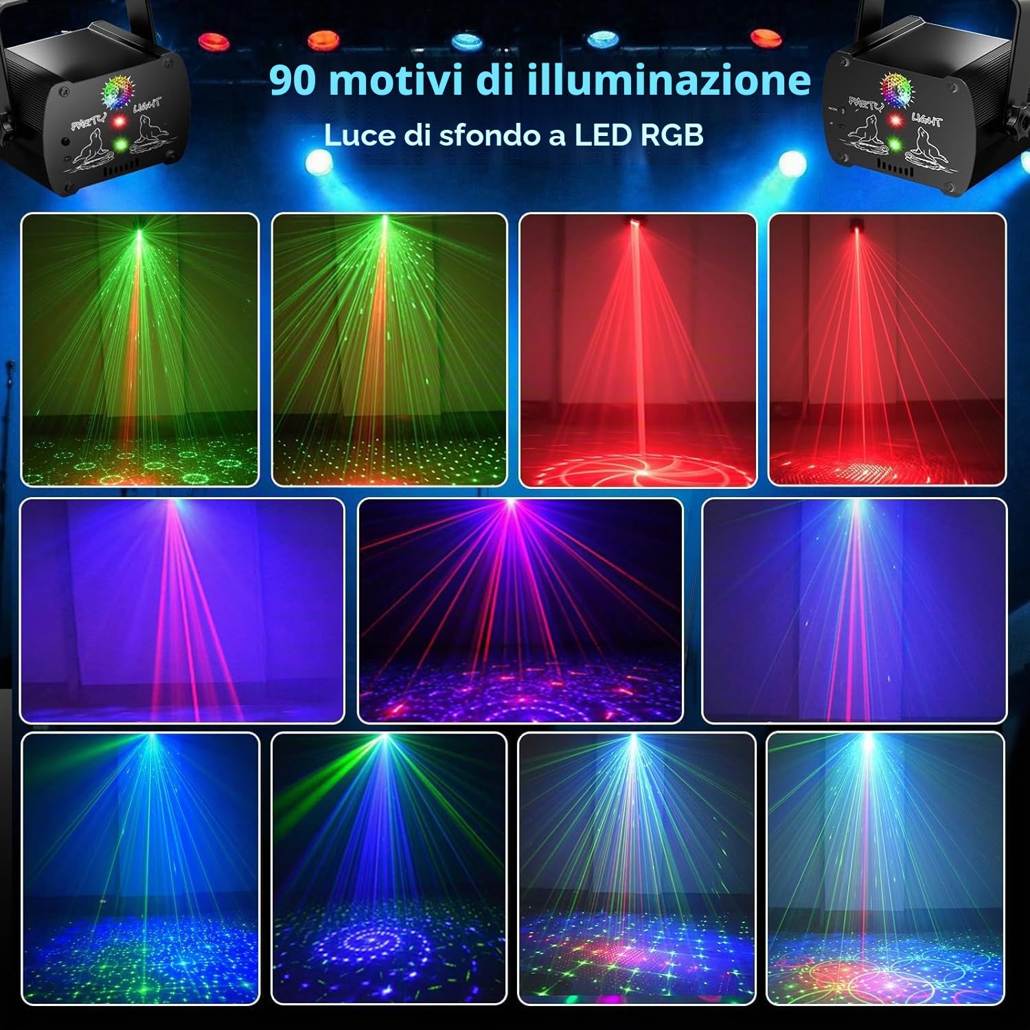 luci discoteca, Luce da Festa luci Musicale Controllata Modelli Effetto Strobo luce discoteca Telecomando per Festa Disco Bambini, Feste, Club, Matrimoni