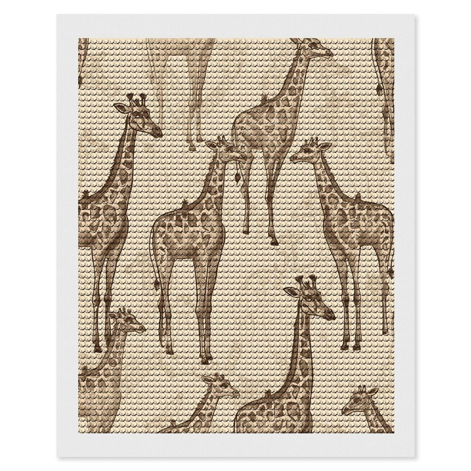 DWVTSLH Hand Drawn Giraffes Diamond Painting Kits for Adults, Personalized Diamond Photo Art Full Drill, DIY 5D Diamond Art Painting Kits for Beginners, Home Wall Decor 16"x20"