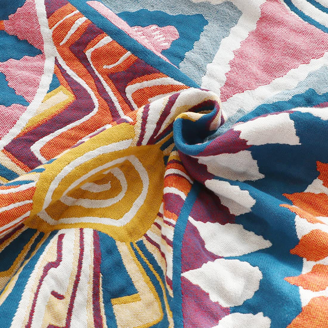 Coperta in Cotone Boho Matrimoniale per Divano Letto Plaid Blanket Boho Coperta Reversibile Copridivano Copriletto Poltrona Divano Bohemien con Motivo Geometrico, 200x230cm
