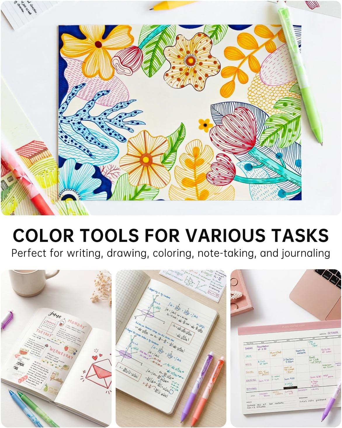 Four Candies Erasable Gel Pens, 0.7 mm Medium Point, Retractable Erasable Pens, Make Mistakes Disappear, 12 Assorted Colors for Drawing, Writing & Planners