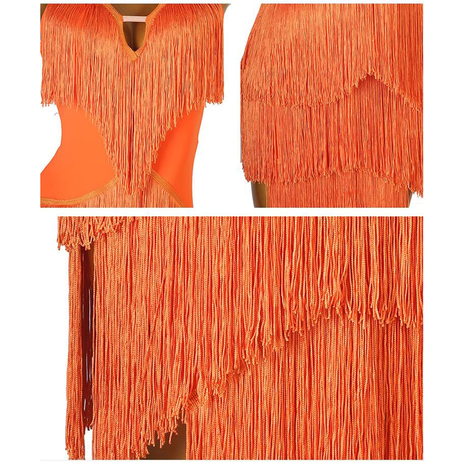 Damskie latynoskie sukienki taneczne Backless Tango Cha Cha Wydajność Costume Praktyka balowa strój tańca z warstwowymi frędzlami Spódnica z trybardem dla Rumba samba