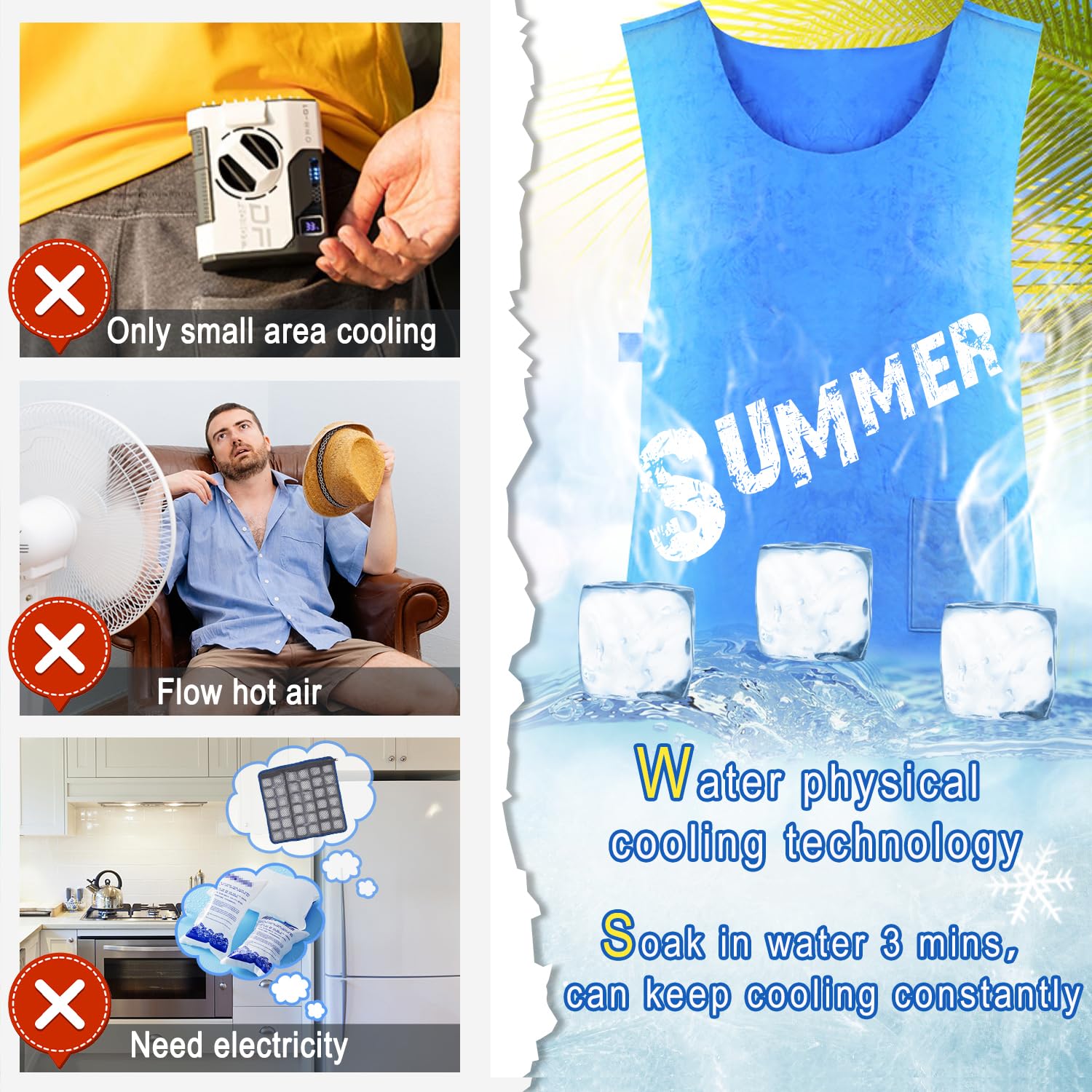 Cooling Ice Vest For Hot Weather - PVA Mesh Evaporative Vest For Men & Women