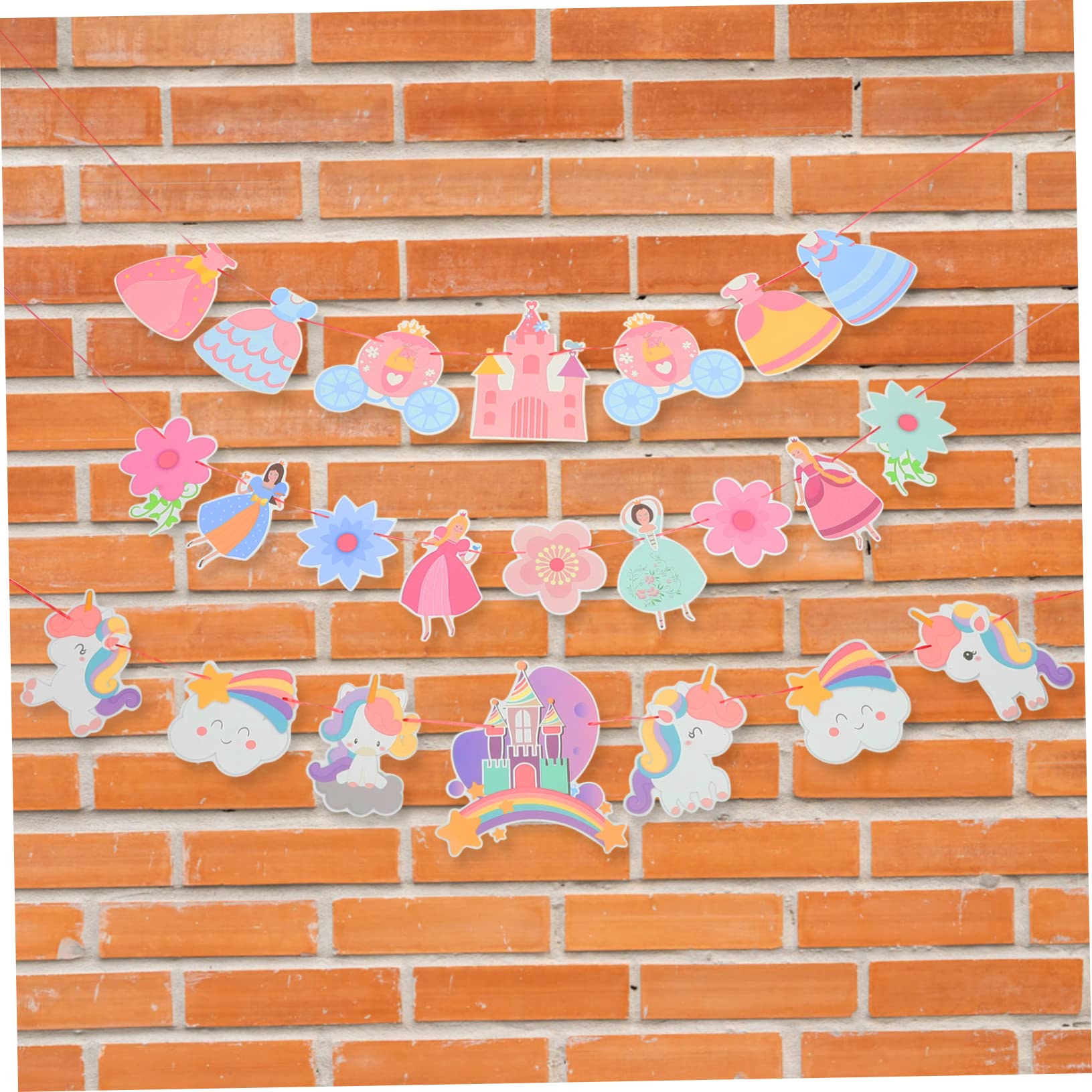 VICASKY 15piezas Guirnalda Forma De De Princesa Para Decoración De Cumpleaños y Banderín De Fiesta De Verano Accesorios Para Decoración De Cumpleaños De