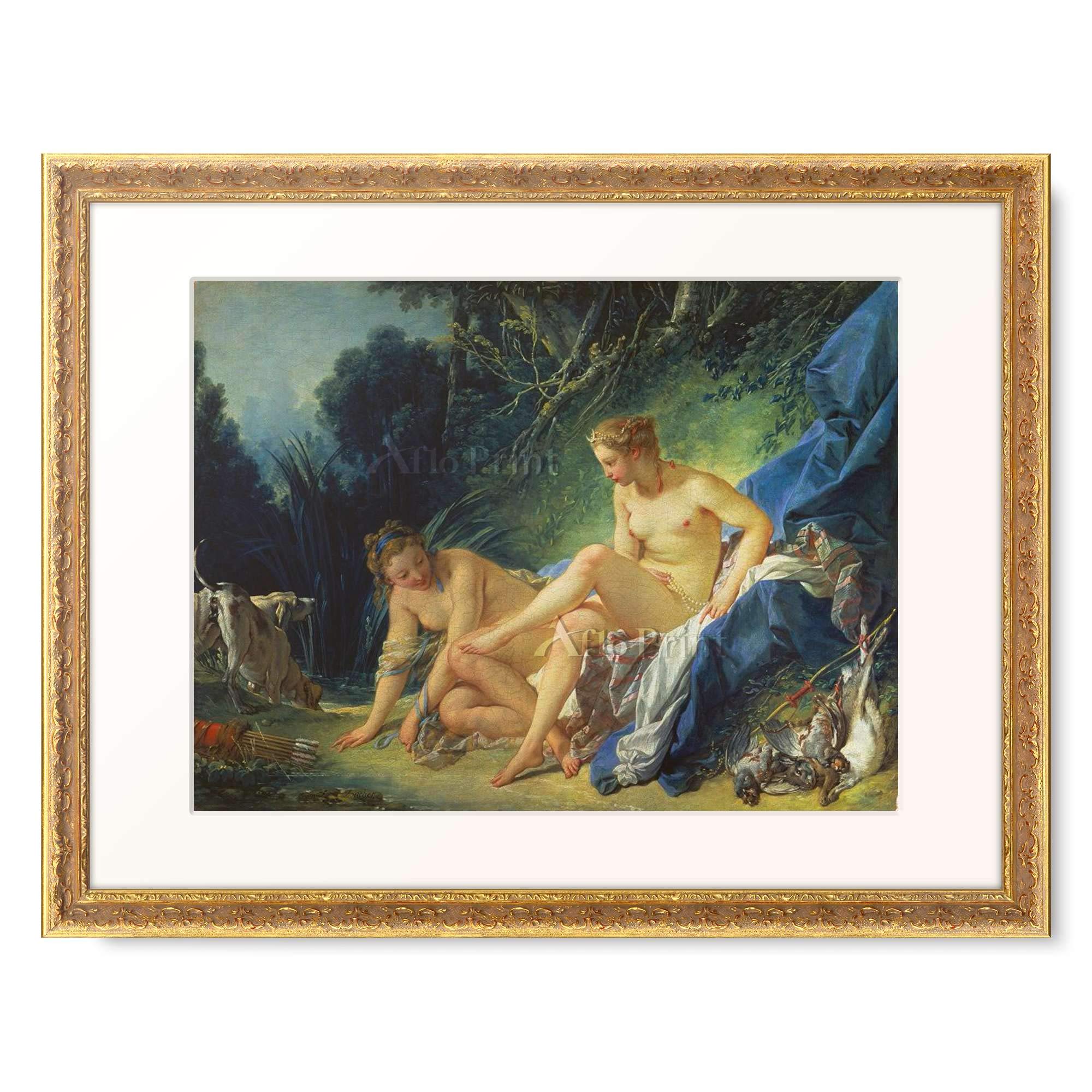 フランソワ・ブーシェ、【浴後のディアナ】、希少豪華画集画、新品高級額 フランソワ・ブーシェ、【浴後のディアナ】、希少豪華画集画