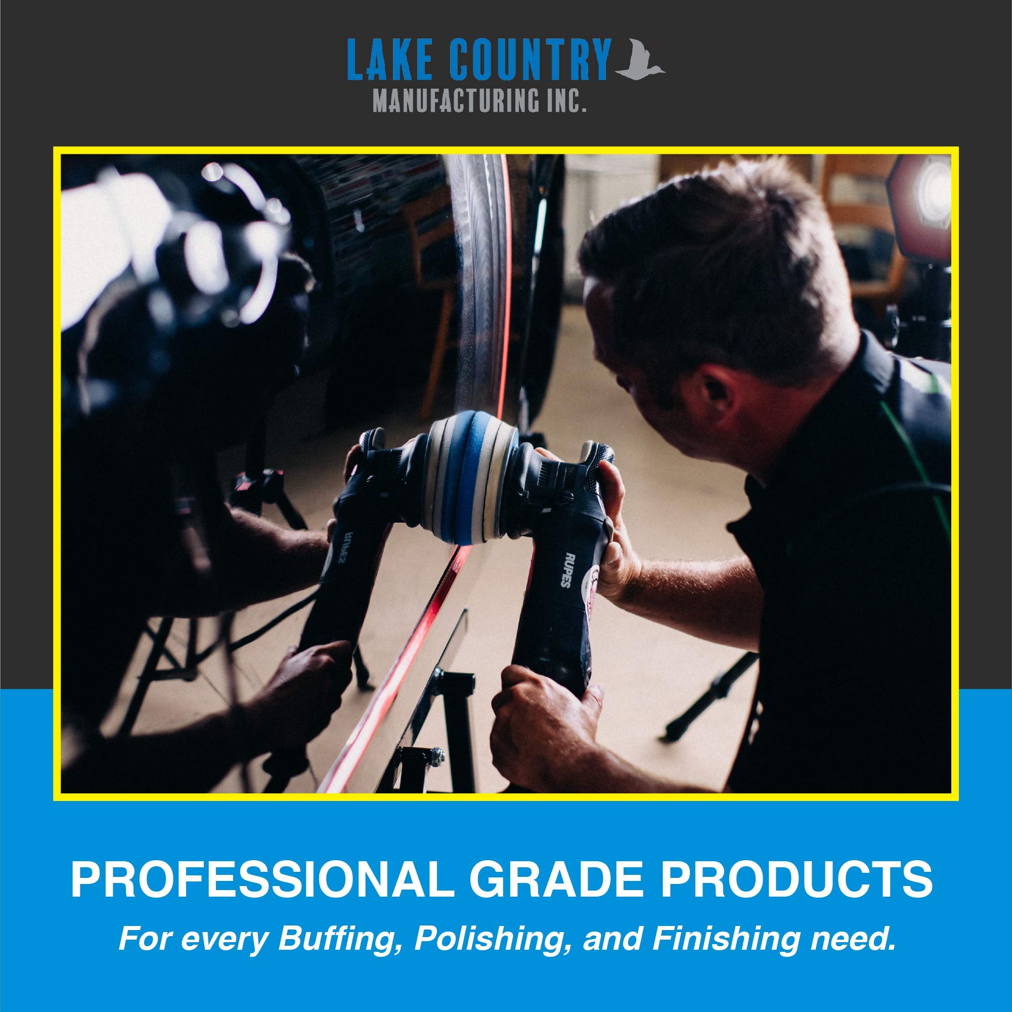 Lake Country Placa trasera de doble acción de 3 pulgadas, placa de pulido flexible con acabado suave, cierre de almohadilla de gancho y bucle, placa de respaldo de pulidora negra y amarilla con