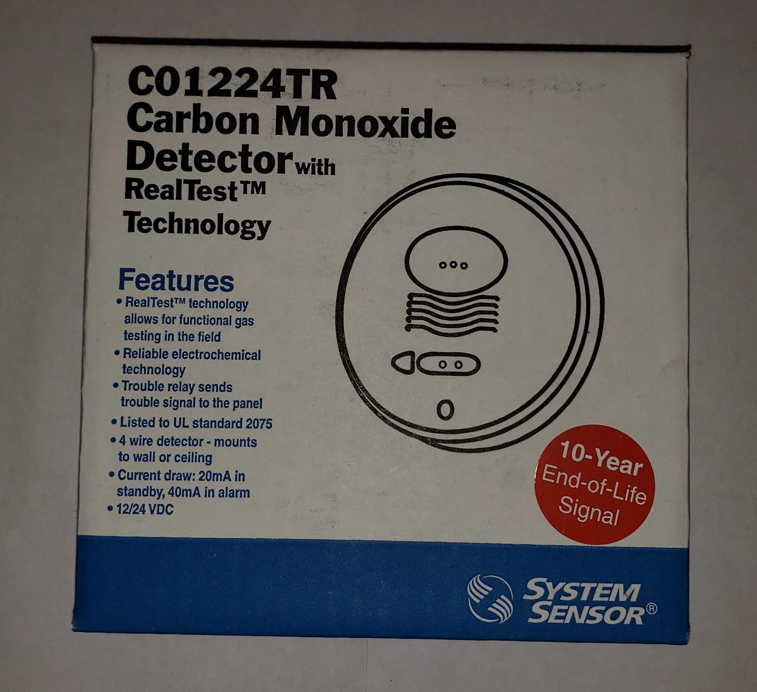 System Sensor Carbon Monoxide Detector Co1224tr With Realtest 12 24 Vdc Smoke Detectors Tools Home Improvement