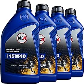 Kit Troca de Óleo 4 Litros 15W40 Semissintético NCA - Tecnologia Protection Shield API SL para Carros Flex, Gasolina e Etanol