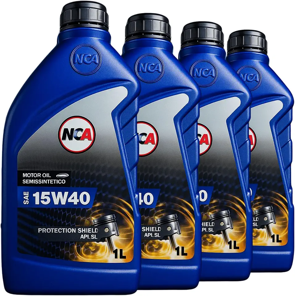 Kit Troca de Óleo 4 Litros 15W40 Semissintético NCA - Tecnologia Protection Shield API SL para Carros Flex, Gasolina e Etanol