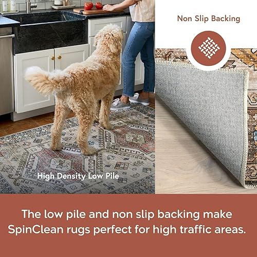 Miniatura 4 de nuLOOM Gracie - Alfombra lavable a máquina, 5 x 8 pies, color azul