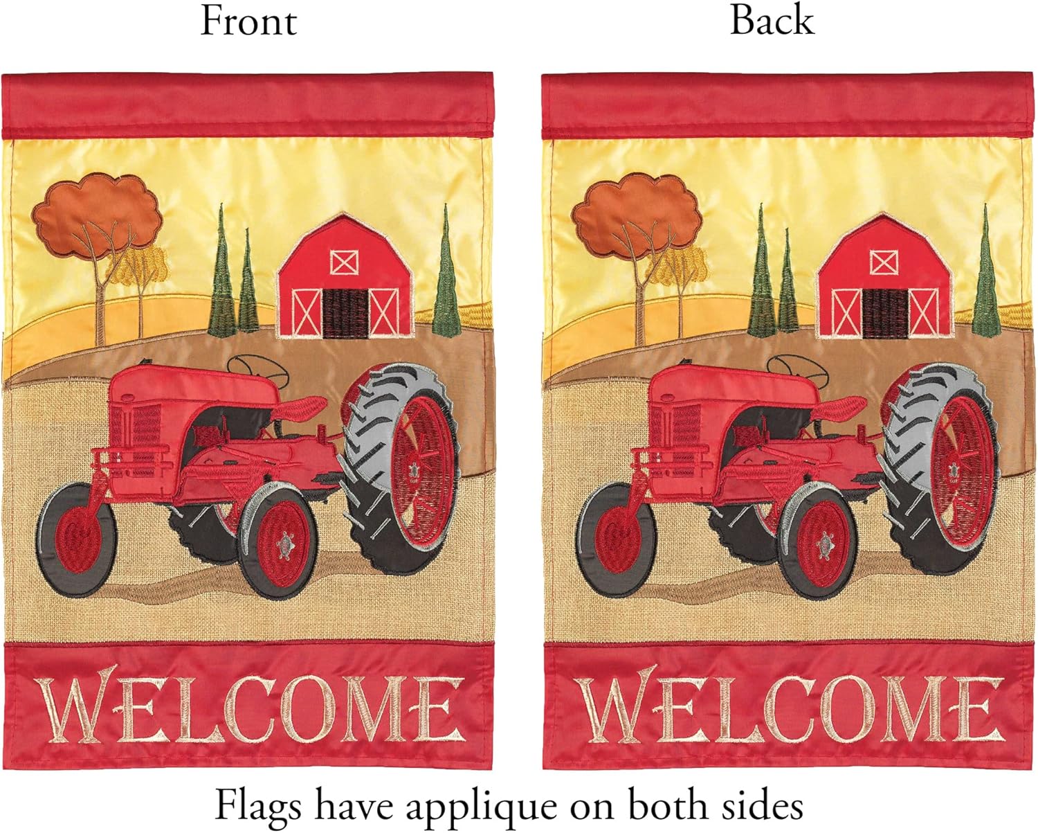 Magnolia Garden Welcome Red Tractor 13 x 18 Polyester Outdoor Hanging Garden Flag
