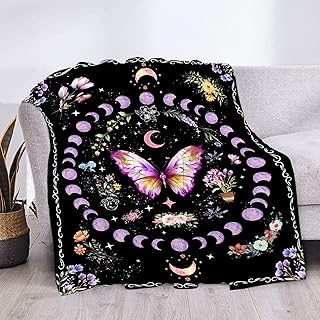 Butterfly and Moon Blanket-Great Butterfly Gift for Boys Girls, Butterfly Lovers-Beautiful Butterfly Moon Pattern Throw-Super Soft Lightweight and Warm Used for Sofa Bed Camping 40