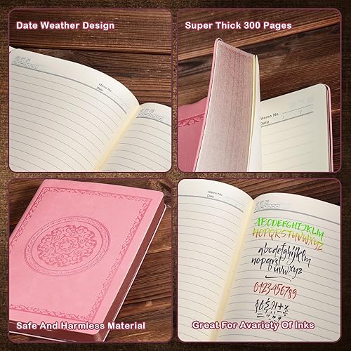 Miniatura 5 de Cuaderno vintage de cuero, 300 páginas de tapa blanda con forro de cuero para mujeres y hombres, cuaderno de 300 páginas para viajes, negocios,