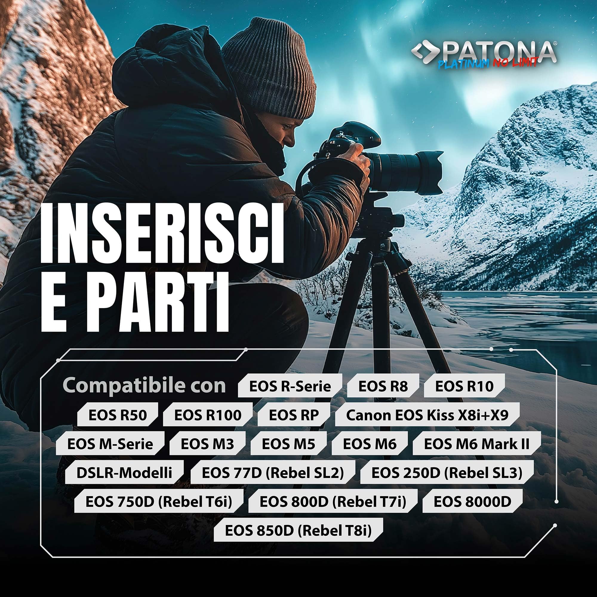 PATONA 2x Platinum Batteria LP-E17 (1000 mAh) con USB-C – per Canon EOS RP R10 R50 R100 77D 200D 250D 750D–800D M3 M5 M6 II – ricarica diretta nella batteria (parz. decodificata)