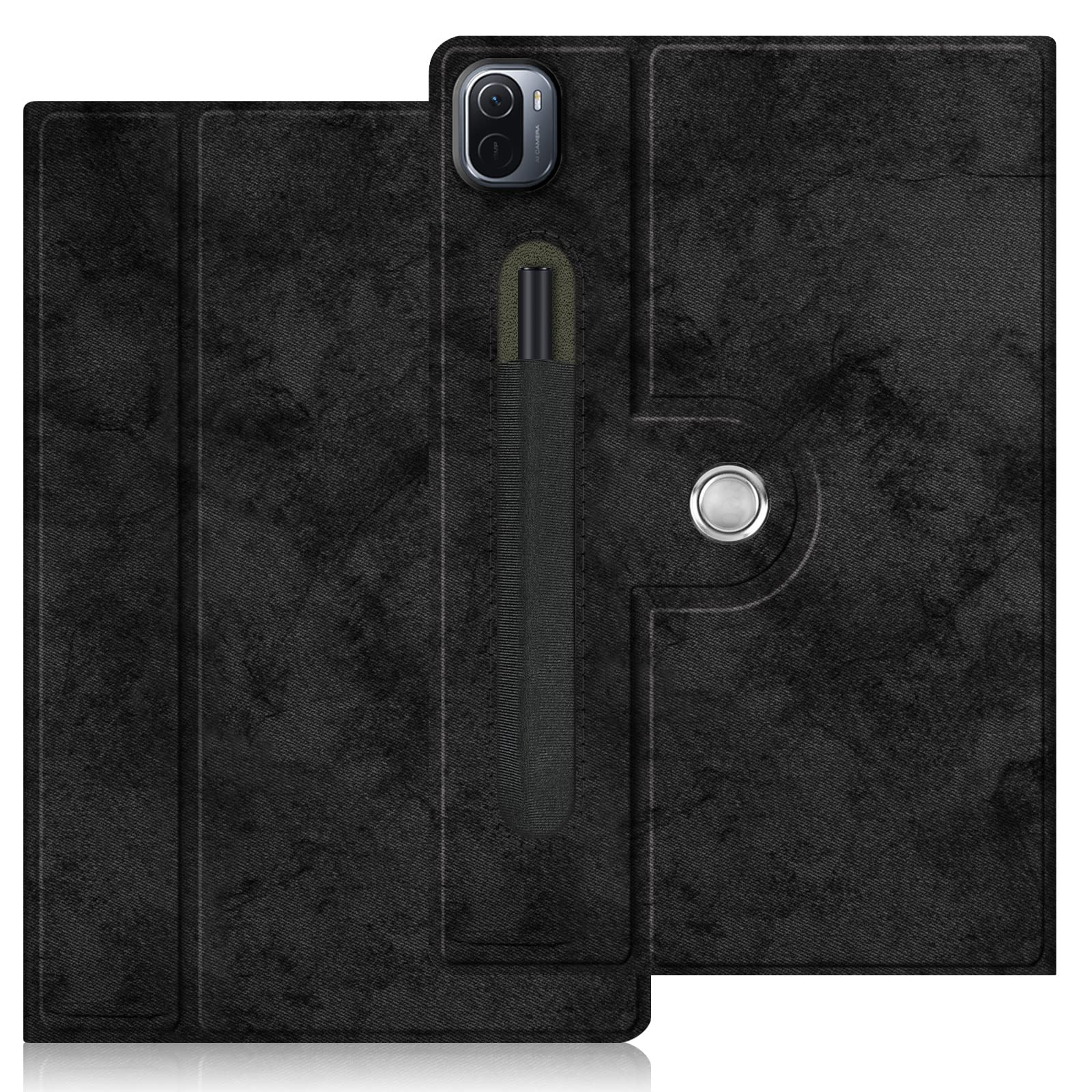 Disscool Compatible with Xiaomi Pad 5 Pro 2021 11.0 inch, Lightweight Tri-Fold Stand Shell Auto Wake/Sleep Cover Slim Hard Back Stand Protective Smart Cover PU Tablet Accessories(Black)