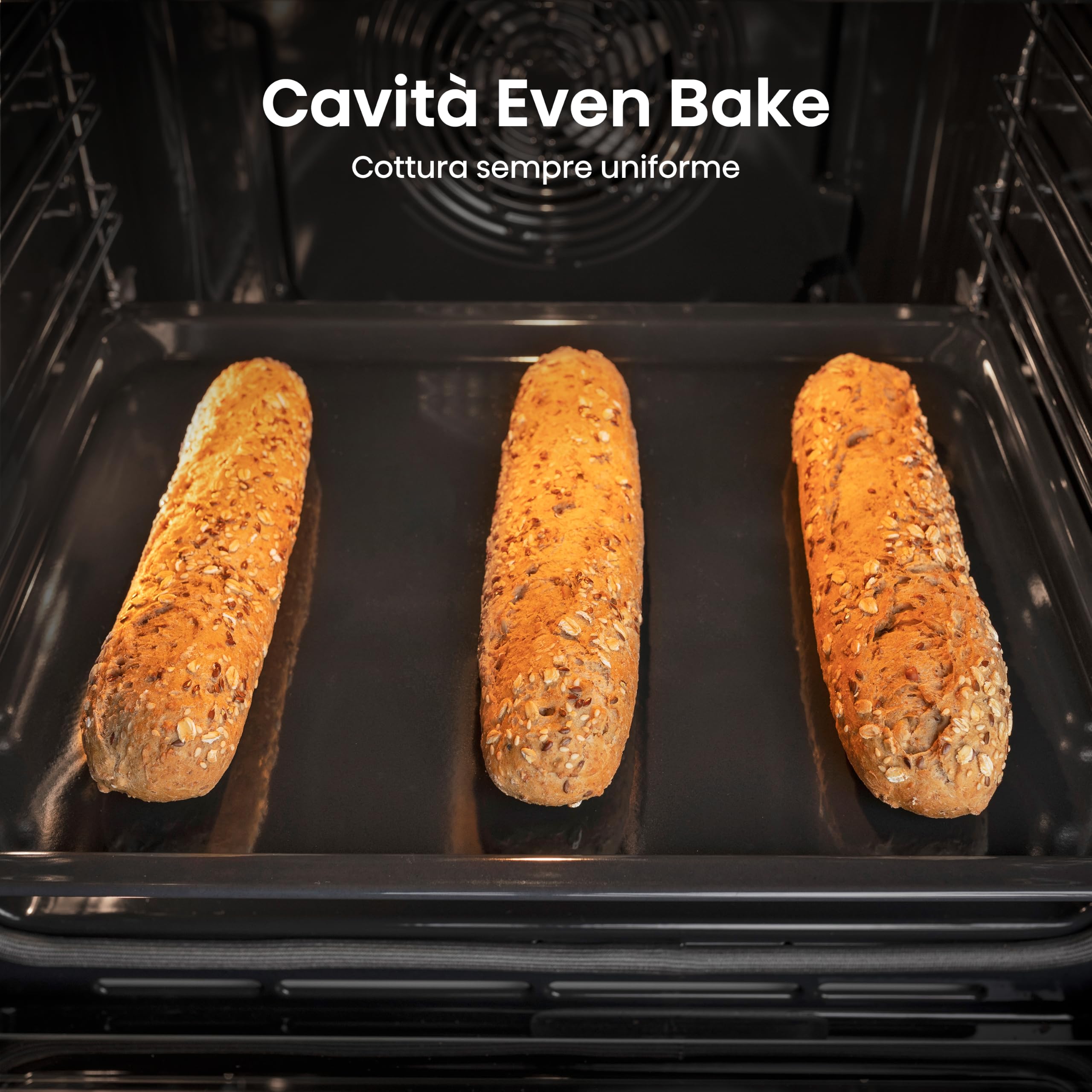 Hisense OP64211EX NUOVO Forno da Incasso Multifunzione 73 litri, Termoventilato, 3 vetri, Pulizia Pirolitica, 13 Funzioni, Pizza 300°C, AirFry, Display Touch, Guide Telescopiche, Inox con Vetro Nero