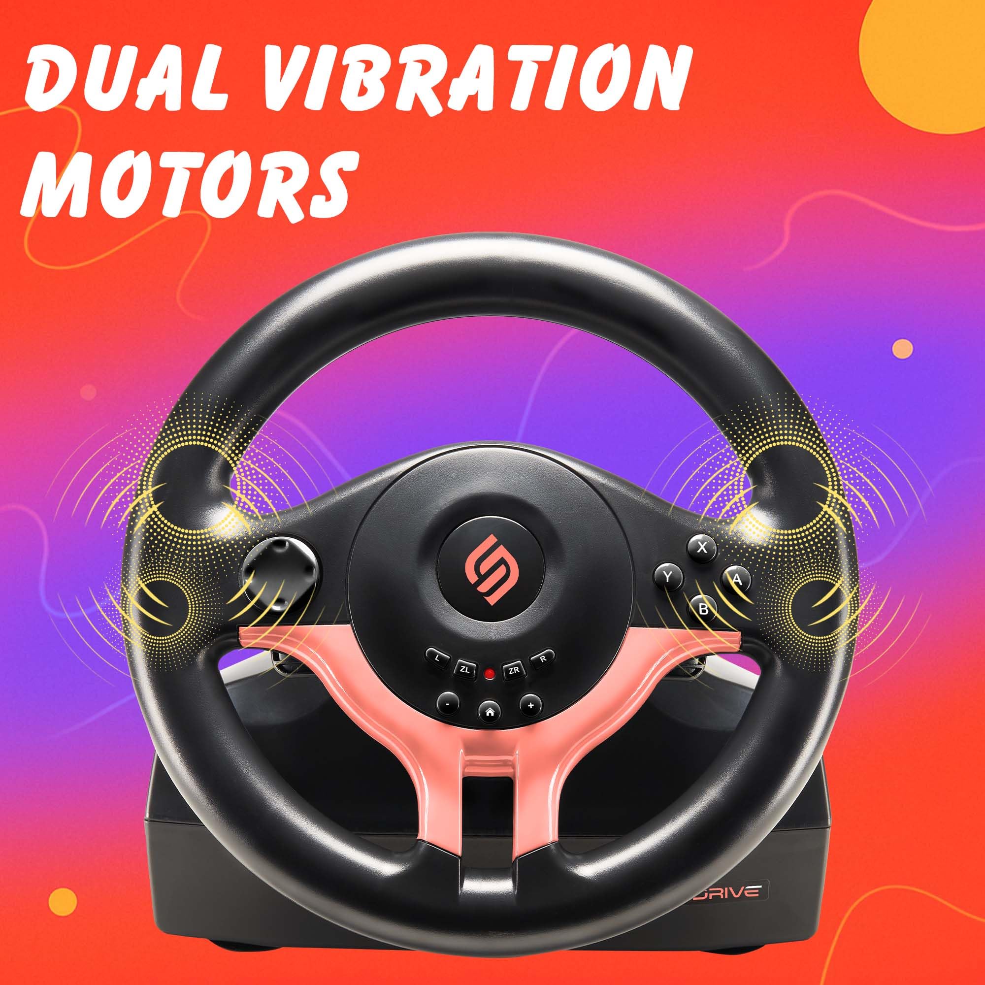 SUBSONIC - Volante Superdrive SV250-S. Volante da corsa Switch 2 / Switch. Rotazione a 180°, con pedali e palette sul volante - Red Edition