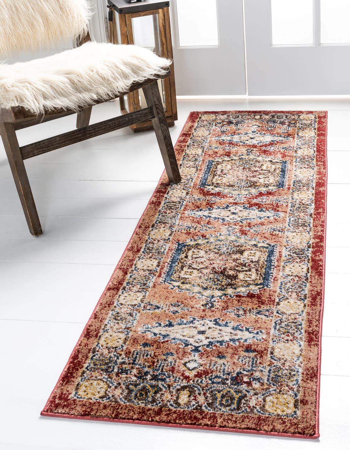 Unique Loom Utopia Collection Area Rug - Larissa (2'x 6' 1" Runner, Terracotta/ Blue)