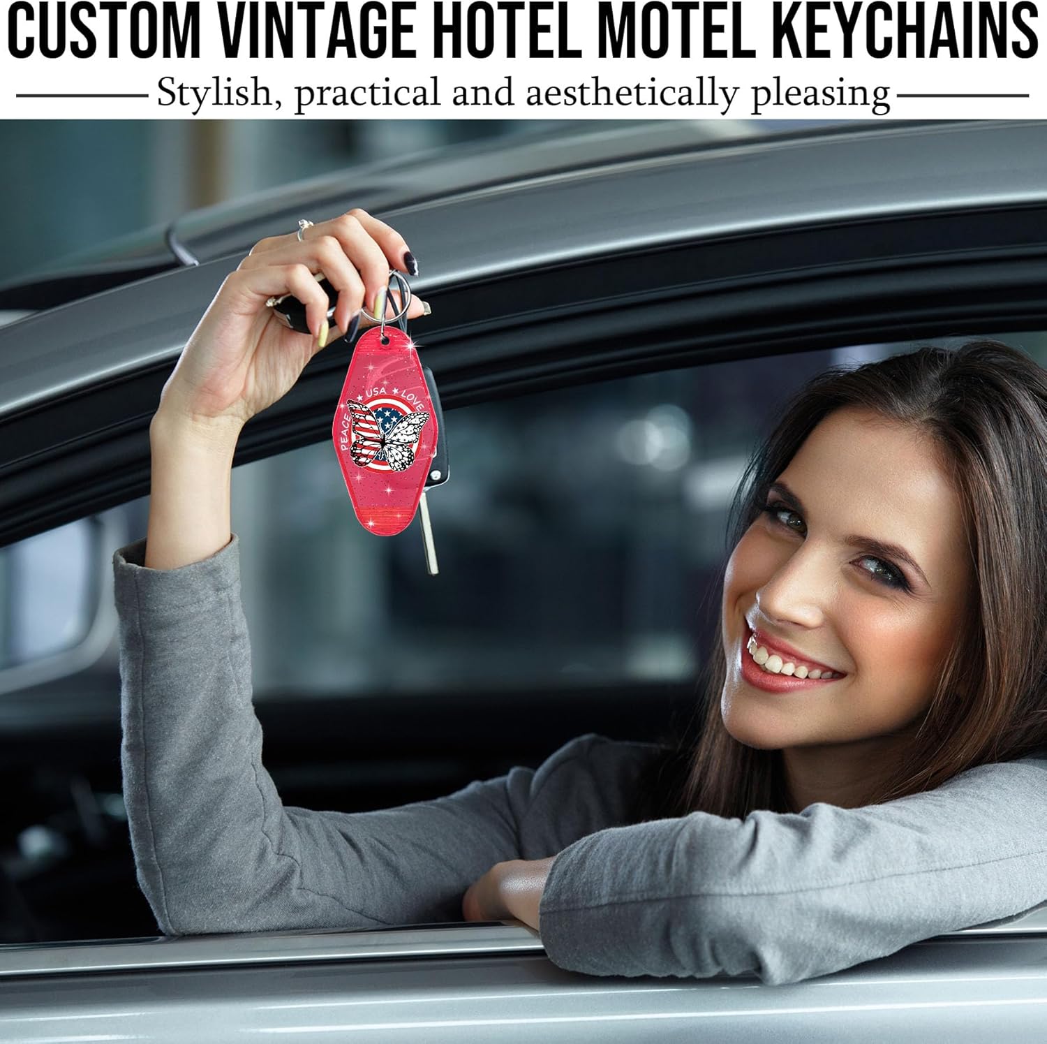 30 PCS Custom Hotel Motel Keychain, Double-Sided Print Plastic Vintage Motel Keychain Bulk Personalized Key Tags