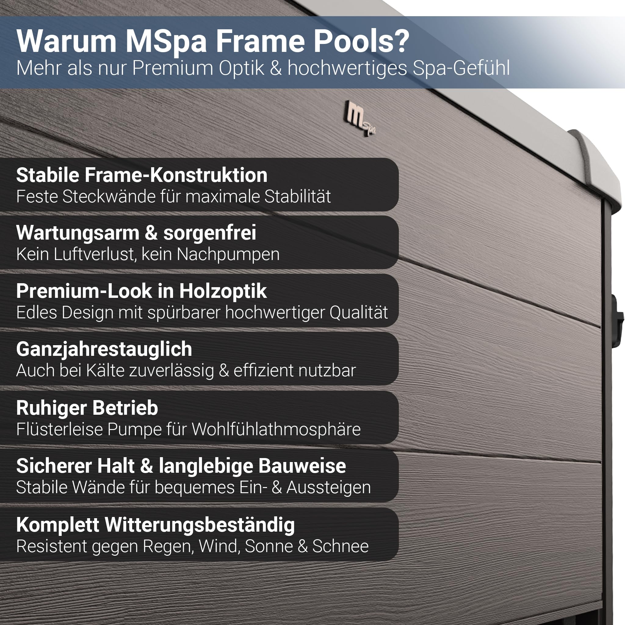 Miweba Whirlpool MSpa Tribeca mit Fester Außenwand | App Steuerung | 6 Personen Spa | 160x160x65cm | 120 Massagedüsen | Ganzjähriger Einsatz Winterfest | In & Outdoor Pool | Gartenpool | Aufstellpool