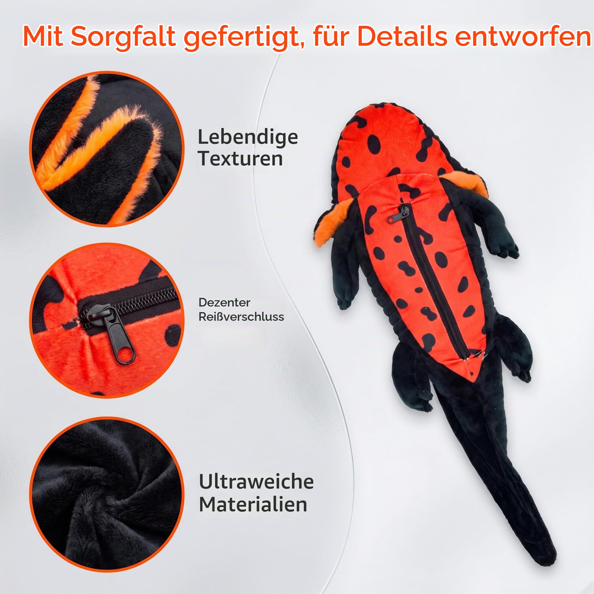 Axolotl-Plüschtier mit Gewicht,Axolotl-Plüsch mit Gewicht,kuscheliges orange Tierkissen zum Kuscheln,30in, 4,4lb,Salamander-Plüschtier einzigartiges Geschenk für Kinder