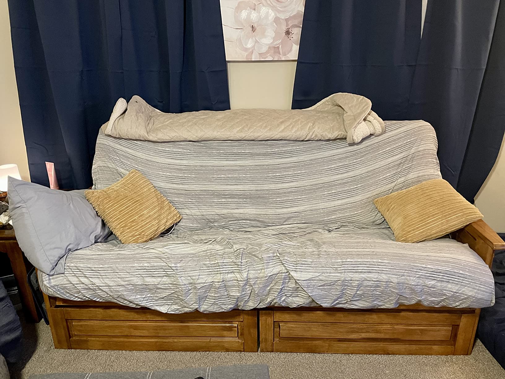 74/mo Finance Nirvana Futons Brentwood Tray Arm Futon Frame, Drawers