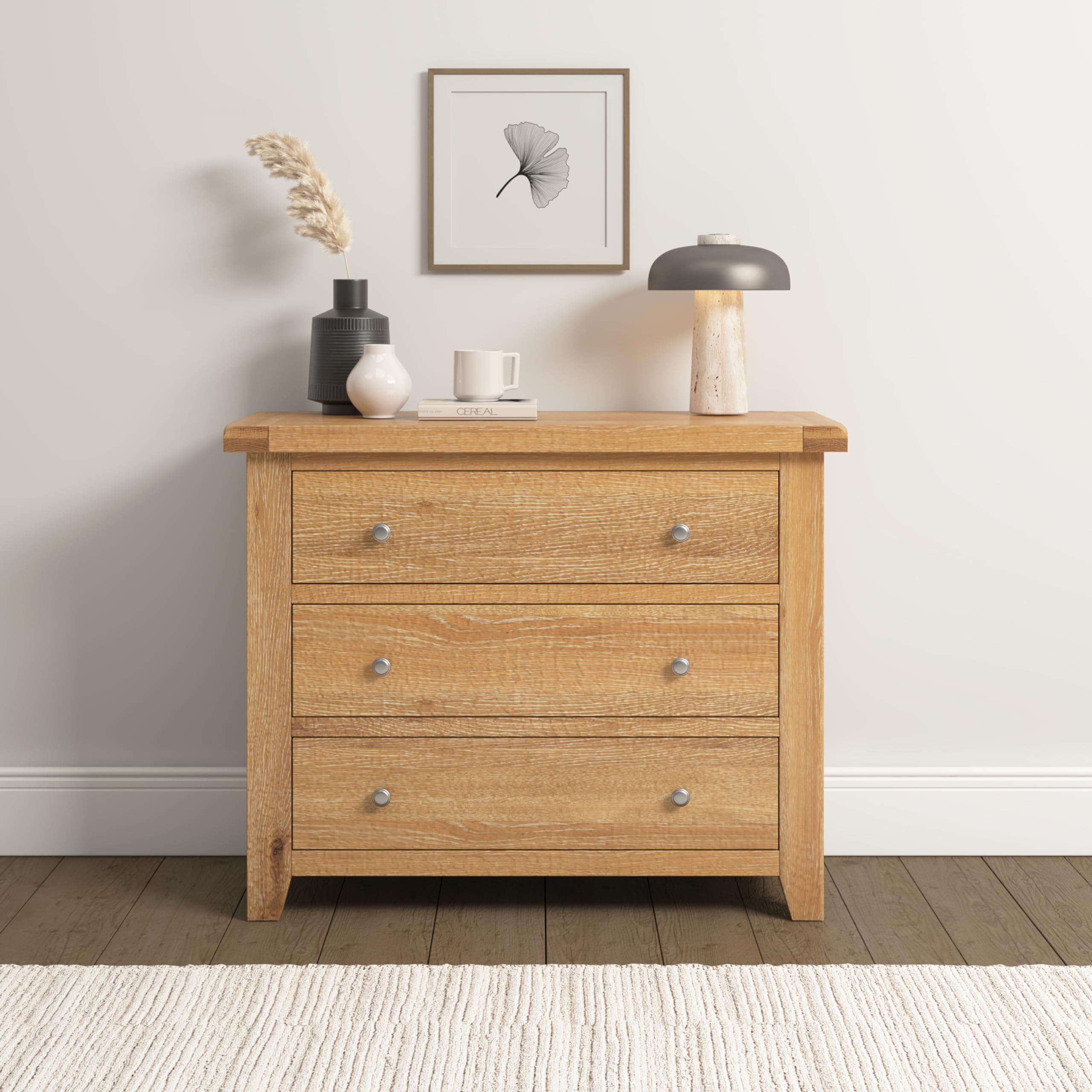 Seconique Windsor 3 Drawer Chest in Natural Oak