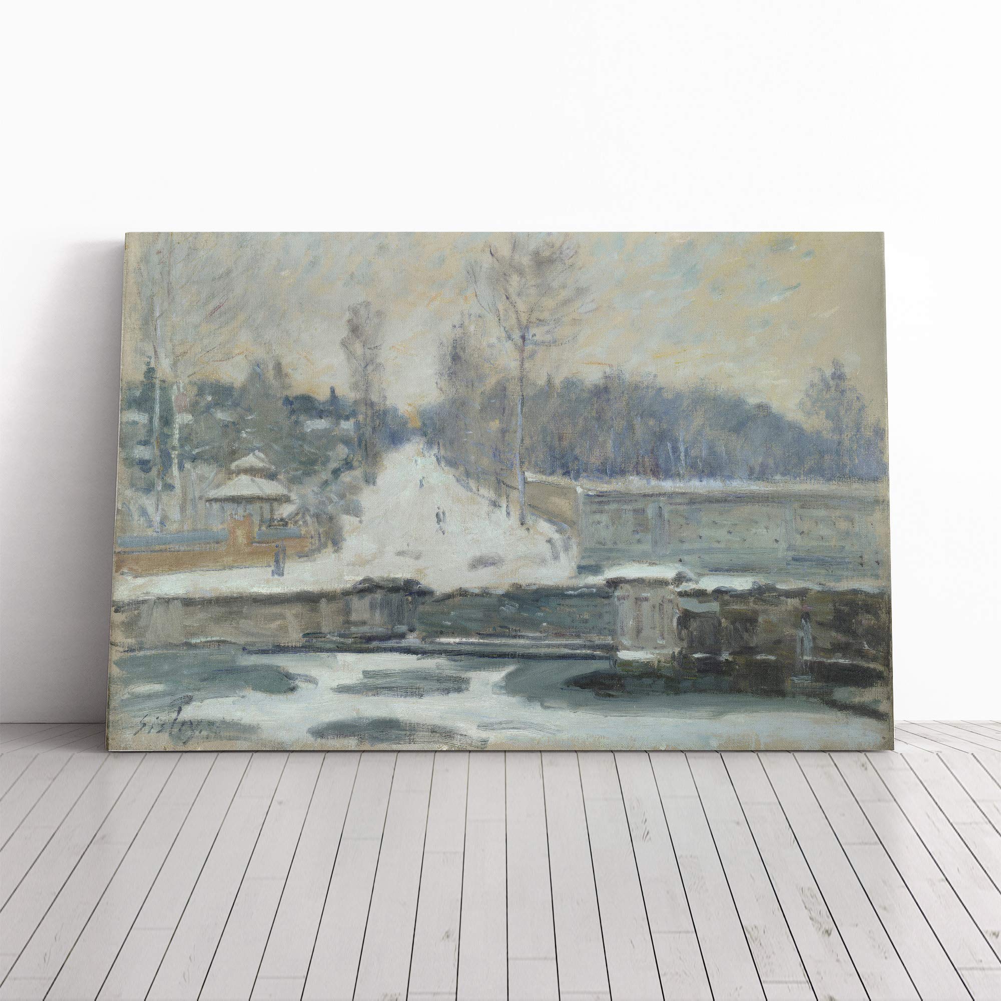 Alfred Sisley Landscape (2) Canvas Print | Gallery Wrapped 30mm Frame Wall Art | 24x16 inches | Ready to Hang | Modern Landscape Picture | Living Room Bedroom Lounge Office