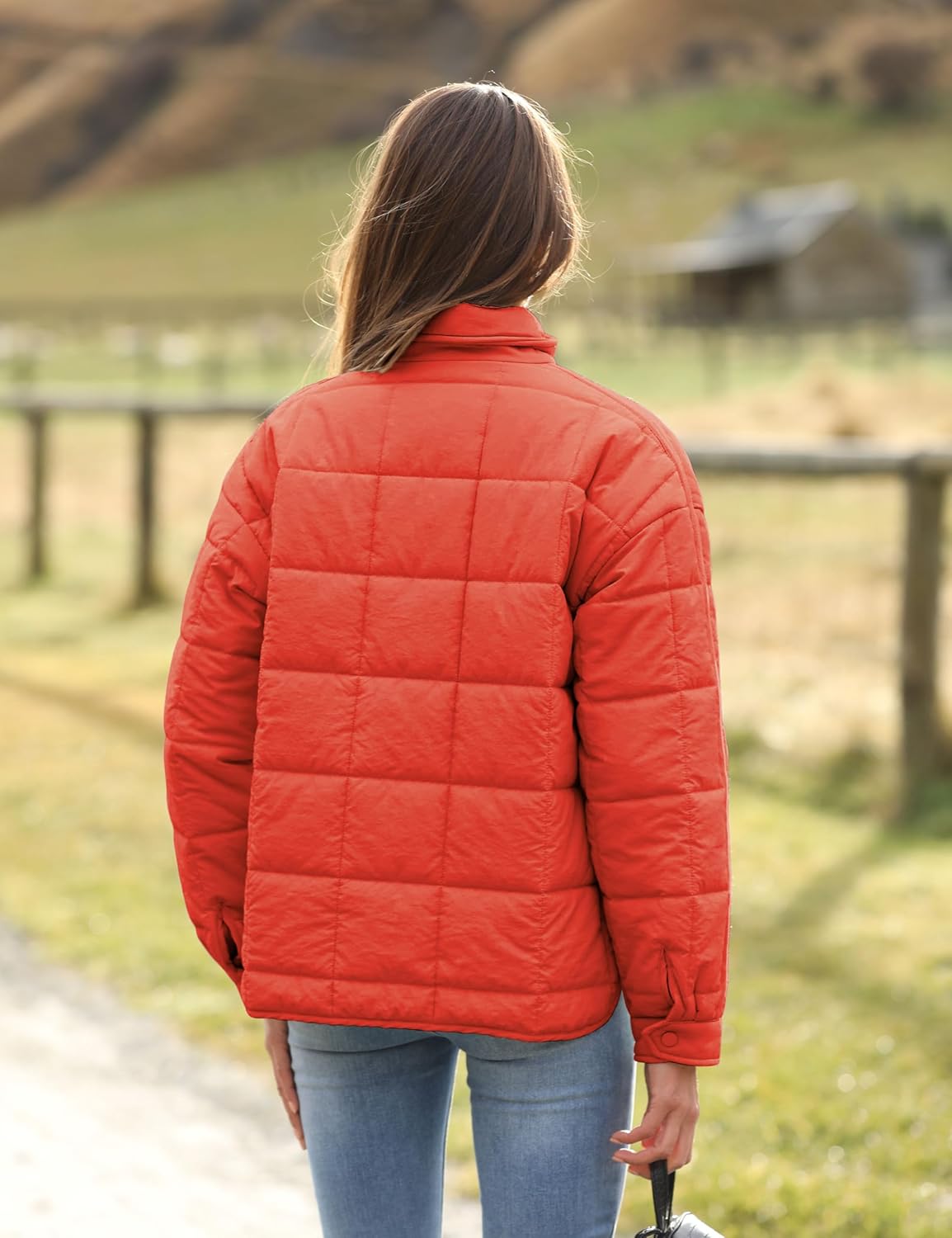 Bianstore Women's Oversized Splice Quilted Lightweight Puffer Jacket Casual Padded Coat - Image 4