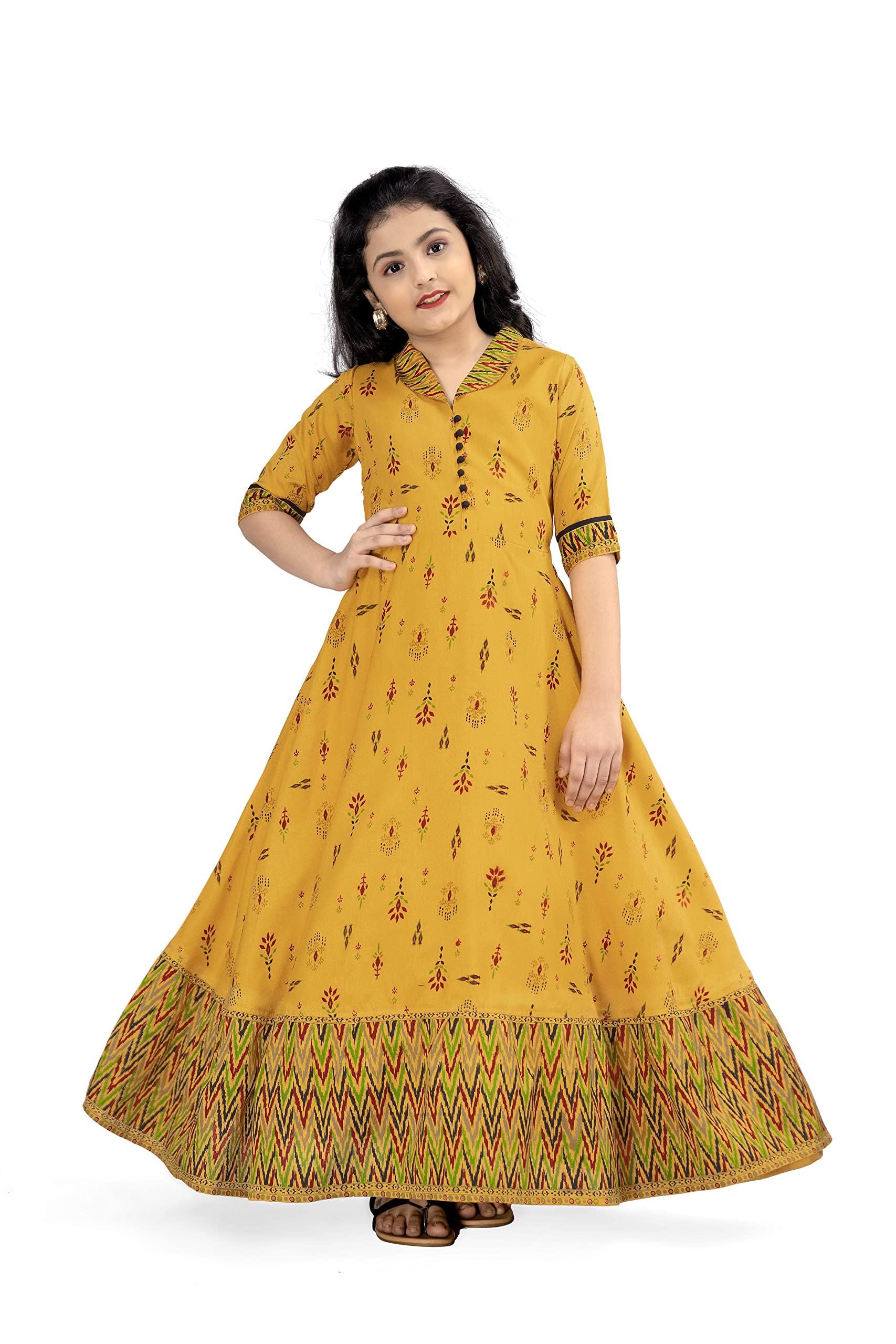 Girls Maxi Length Flared Dress|Girls Maxi Dress|Ethnic Dress|Long Maxi Dress for Girls|Kids Maxi Dress|Girls Dress