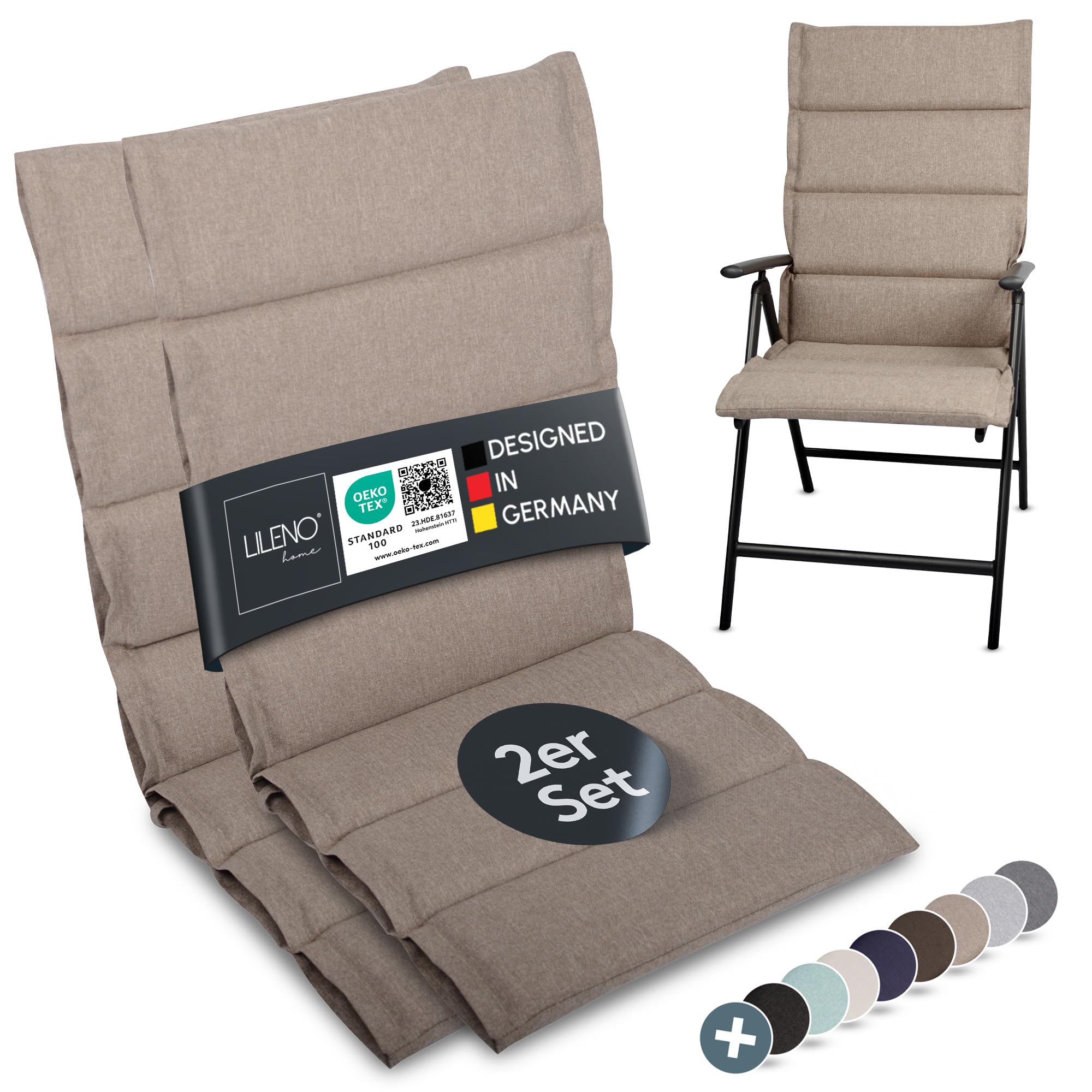 LILENO HOME Gartenstuhl Auflagen - Bequeme Liegen als Sitzauflagen für Gartenmöbel - Stuhlkissen für Gartenstühle und ALUT HL