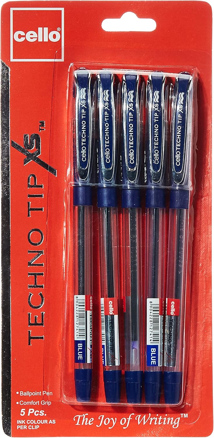 Cello Techno Tip XS Ball Pen 0.7Mm Blister Of 5Pc Blue, TechXS7 5B