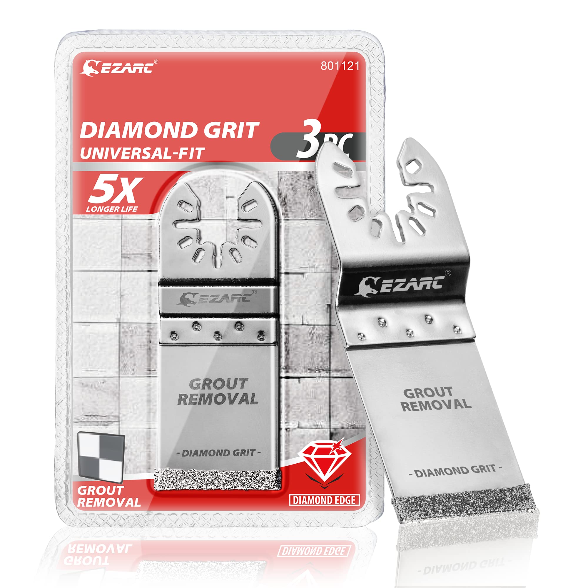 EZARC Diamond Oscillating Blade, Flush Cutting Oscillating Multi Tool Saw Blades for Grout Removal, Cleaning Mortar DO34F, 3-Pack 801121