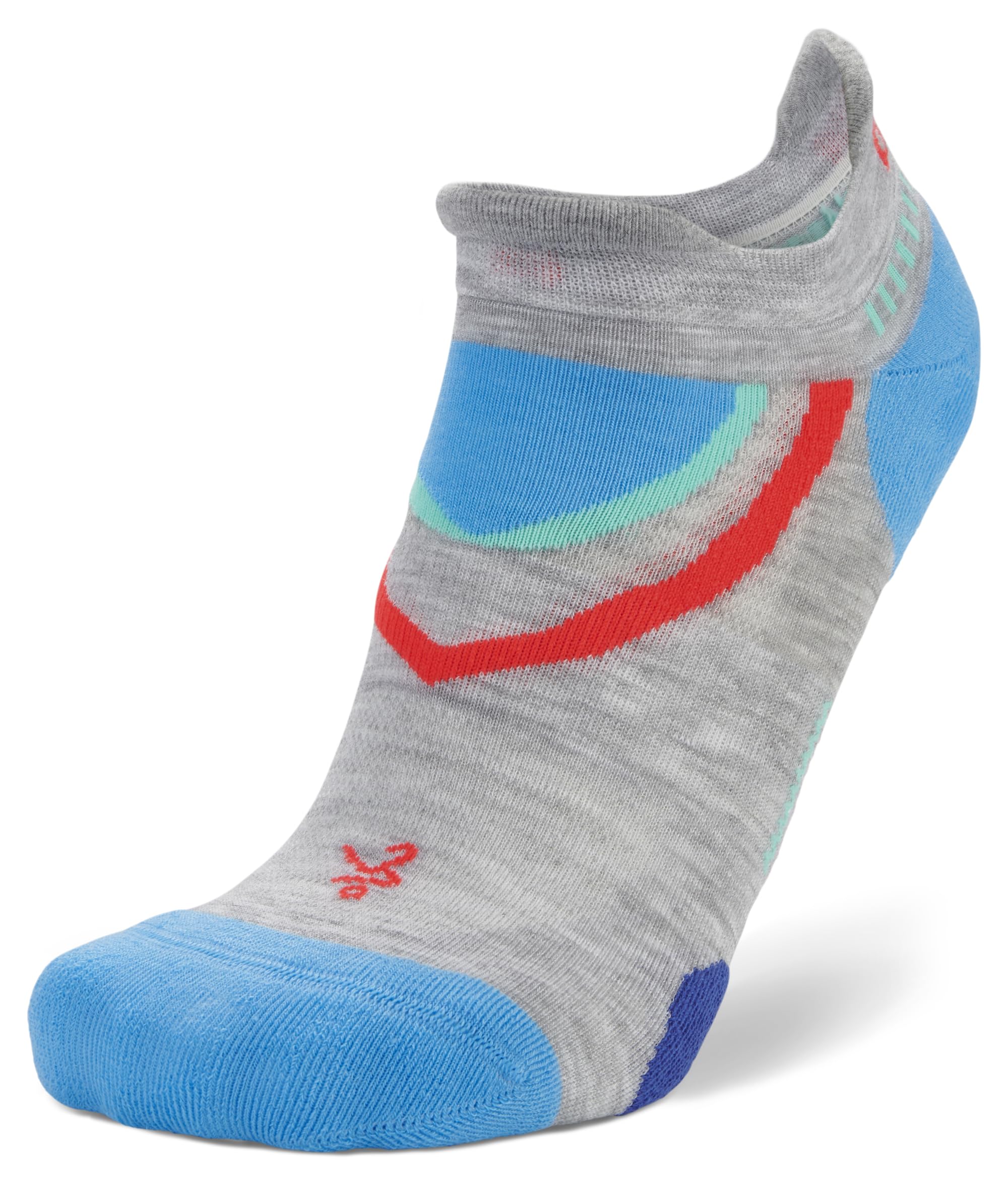 Balega Unisex Ultraglide Cushioning Performance No Show Athletic Running (1 Pair) Socks, Grey/Blue, XL EU