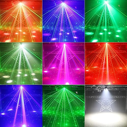Miniatura 6 de Luz de fiesta de DJ, 200 W RGBW 4 en 1 LED luces de escenario para DJ, luces de DJ de rotación infinita con sonido activado para boda, fiesta de DJ