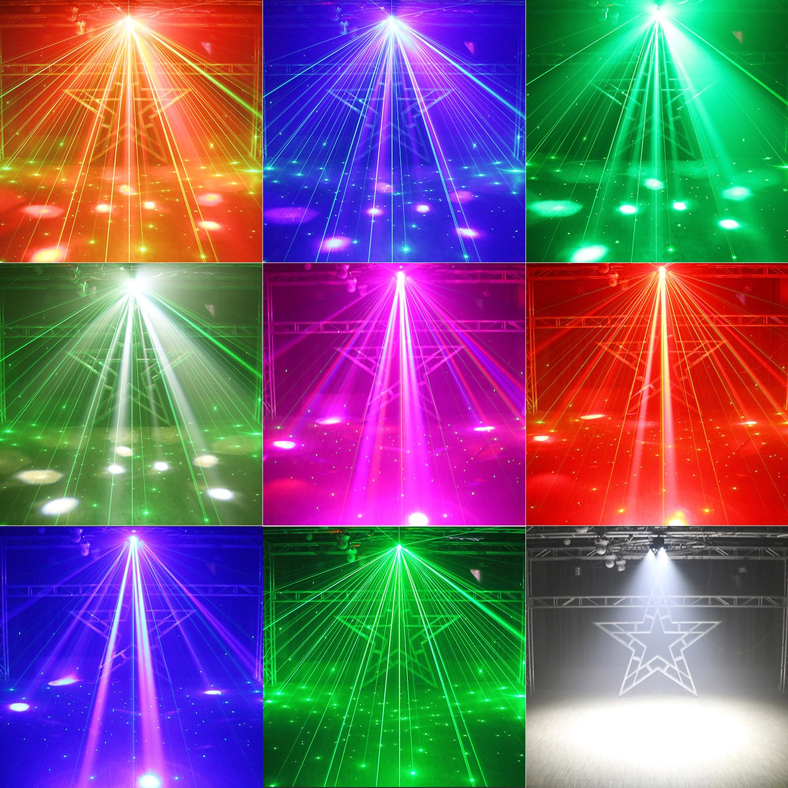DJ-Partylicht, 200 W RGBW 4-in-1-LED-DJ-Bühnenlichter, DJ-Lichter mit unendlicher Drehung und aktiviertem Ton für Hochzeits-DJ-Partys und Live-House