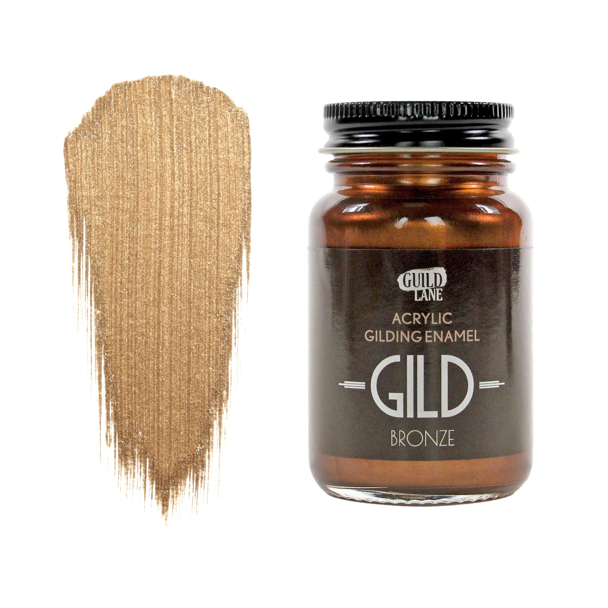 Guild Lane Bronze Metallic Paint 60ml GILD Acrylic Gilding Enamel Antique Bronze Paint Gold Leaf Effect Alternative for Furniture Wood Metal Glass Craft Water-Based Non-Tarnish Interior Use