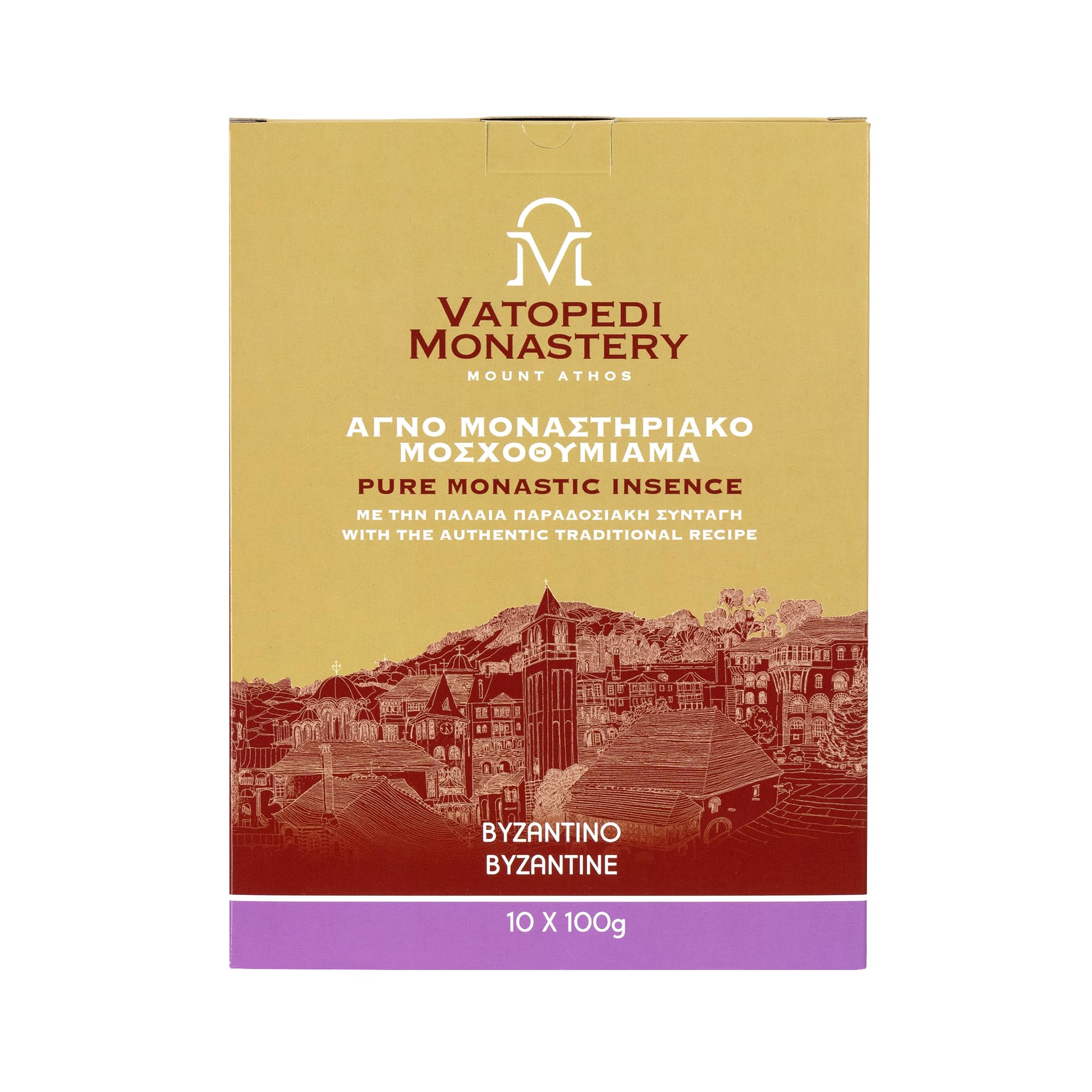 Incenso monastico puro dal Monte Athos con l'autentica ricetta tradizionale 10 x 100gr (bizantino)