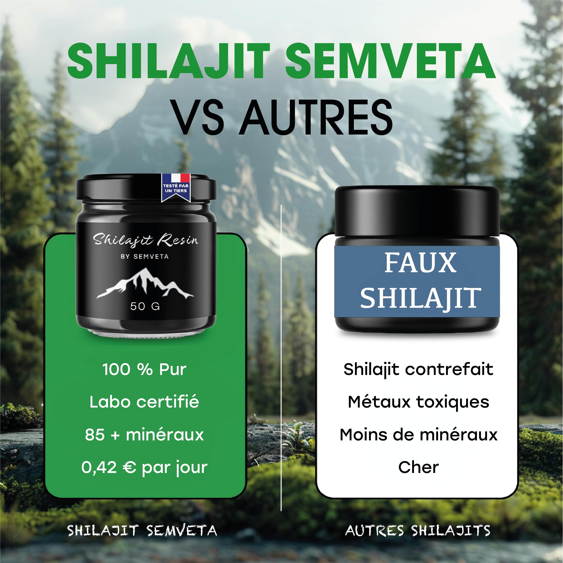 Semveta Résine de Shilajit d'Altai Pure - 50g - Résine Nutritive de Montagne - Minéraux Traces, Acide Fulvique - Approvisionnement 6 Mois