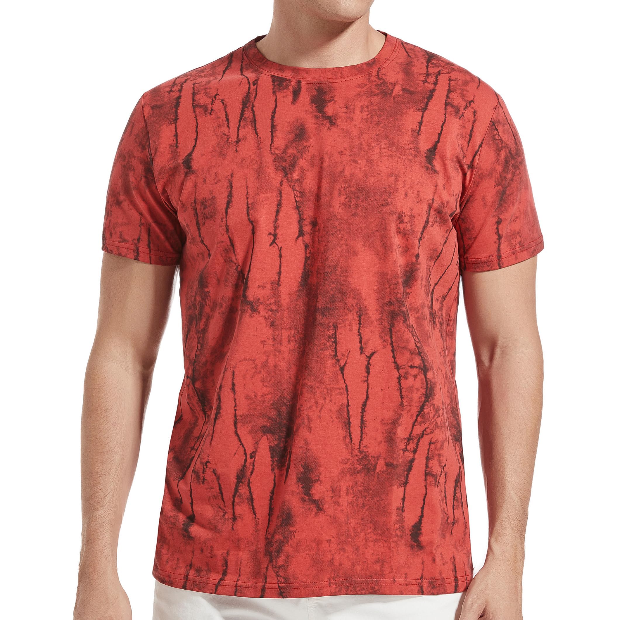 USALL Herren Sommer DruckT-Shirt 95% Baumwolle Casual Atmungsaktives Männer T-Shirt Kurzarm
