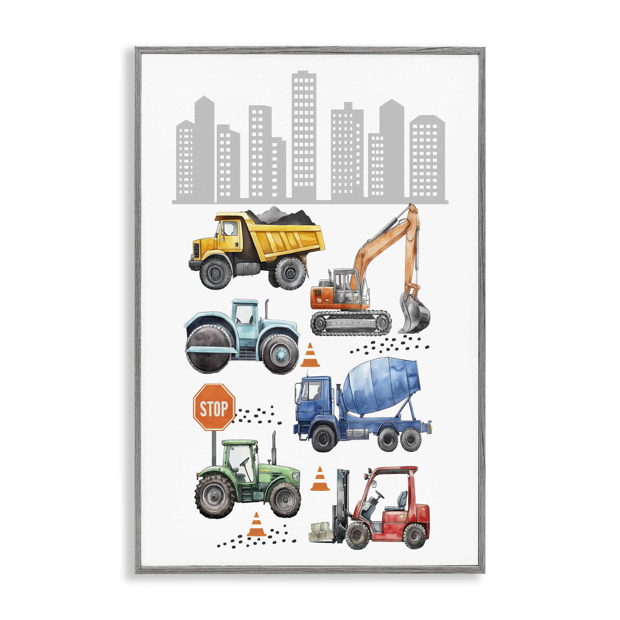Stupell Industries Farmhouse Gray (Textured) 'City Keeps Moving'| Framed Giclee Art