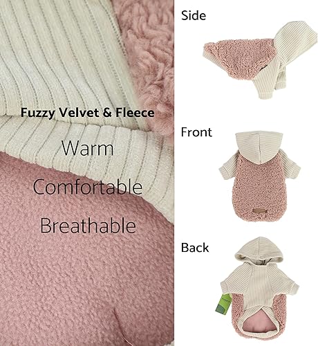 Miniatura 5 de Fitwarm - Abrigo térmico de terciopelo para perro, ropa de invierno para mascota hembra, chaqueta para mascotas, sudadera con capucha para gatos,