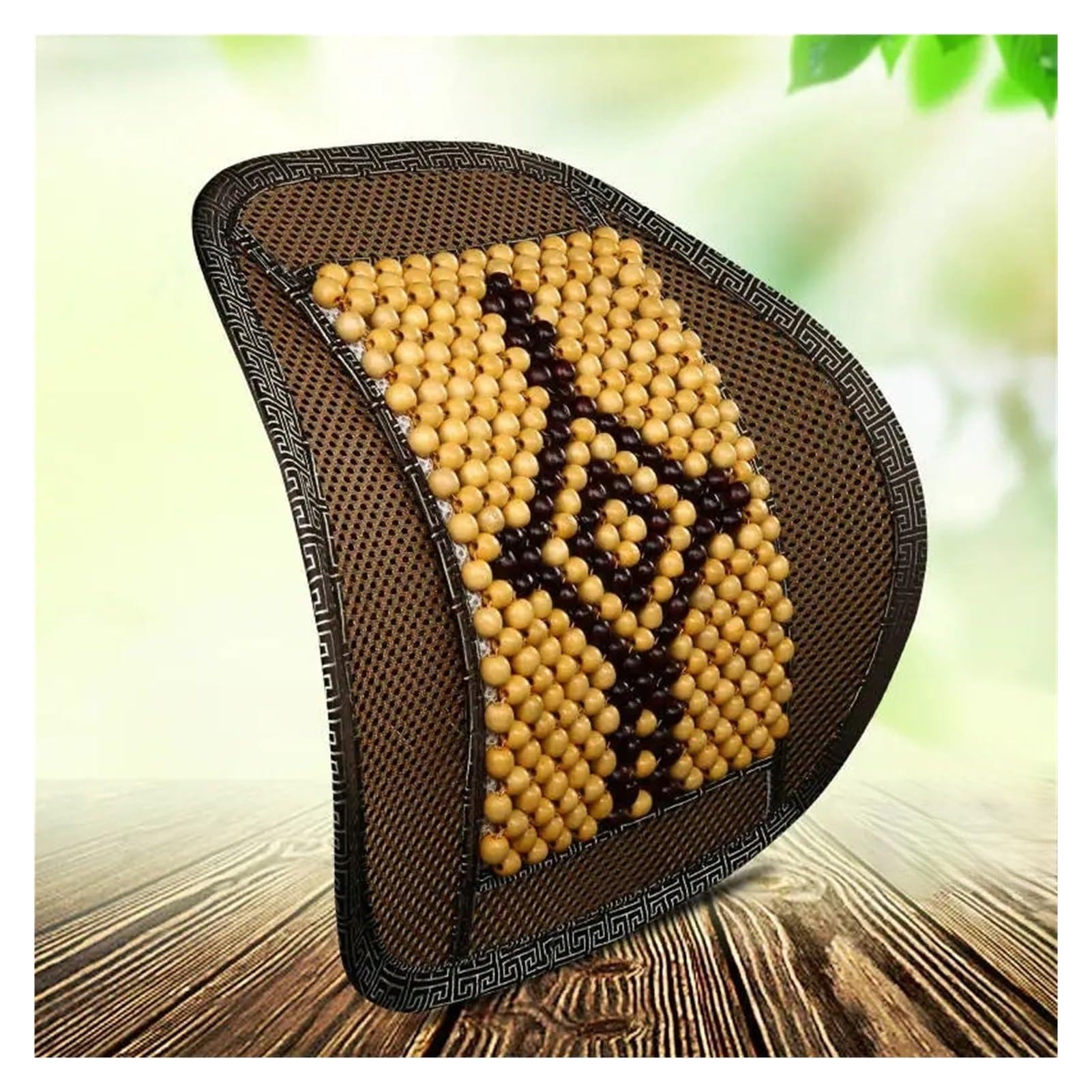 Hviyroi car seat cushion Breathable Wooden Bead Car Lumbar Support Summer Massage(Beige)