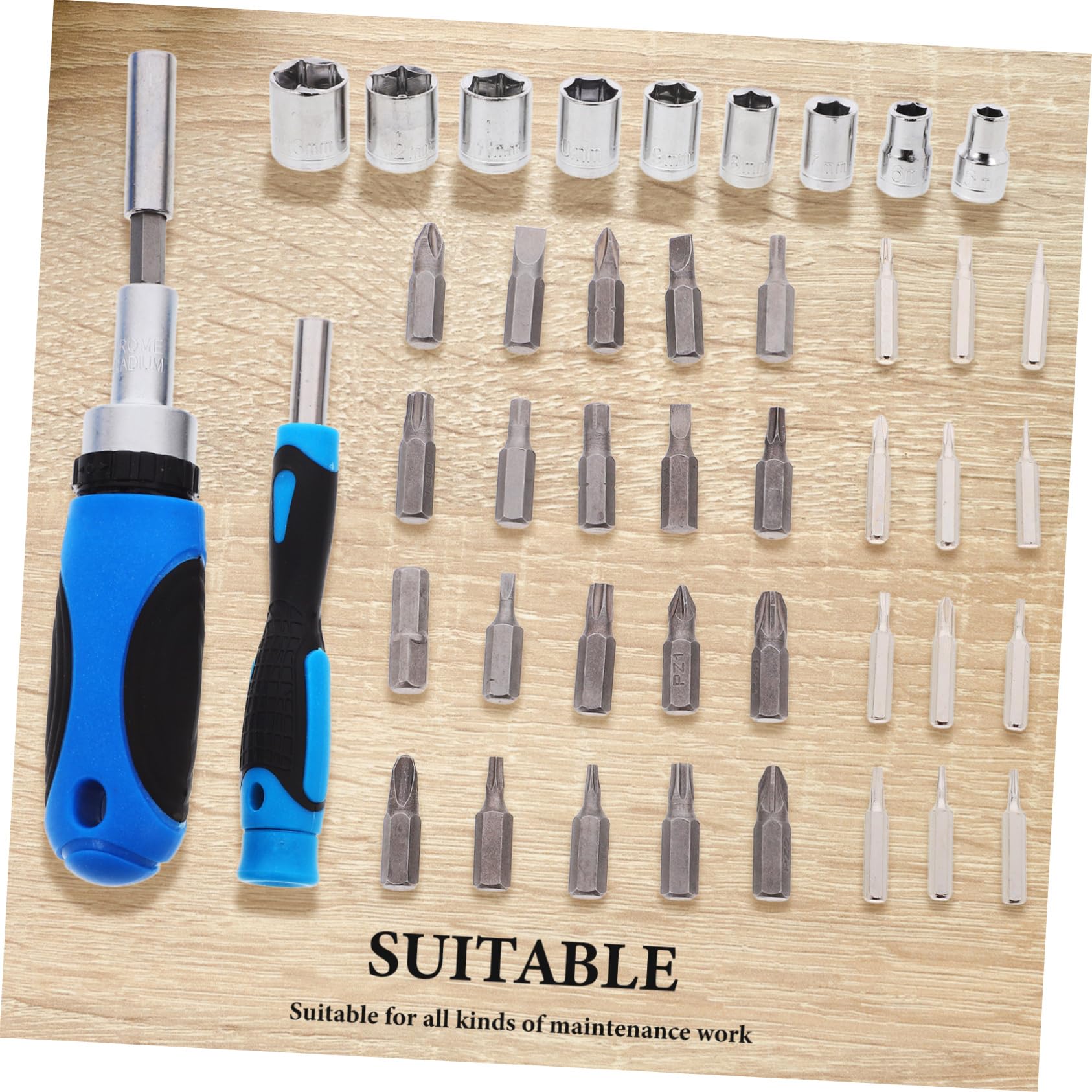 NUOBESTY Set Cacciavite a Cricchetto Portatile 44 Pezzi, con Bussole e Punte Multifunzione, Acciaio al Cromo Vanadio per Manutenzione Casa e Auto